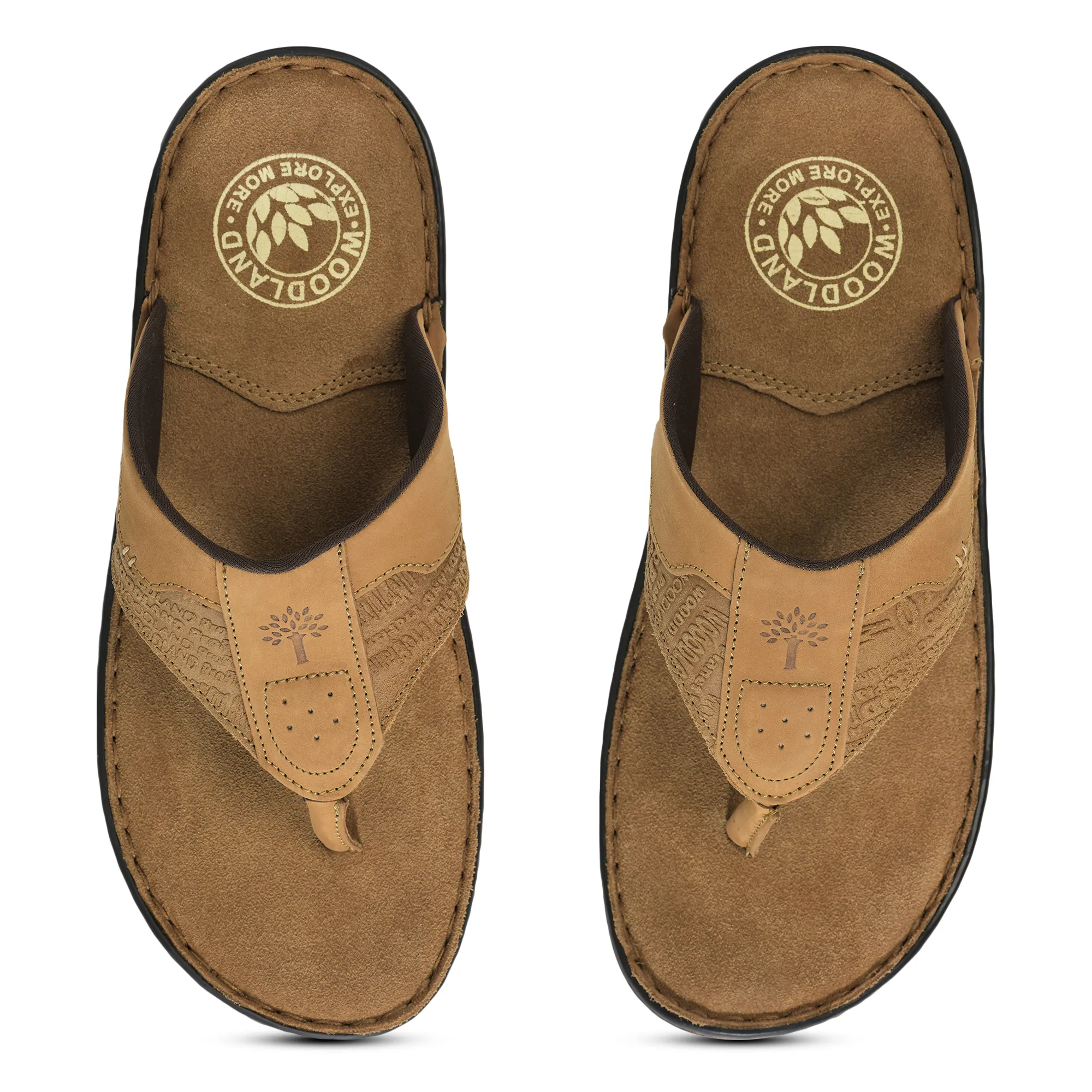 Camel Nubuk Slippers for Men - Thumbnail 2