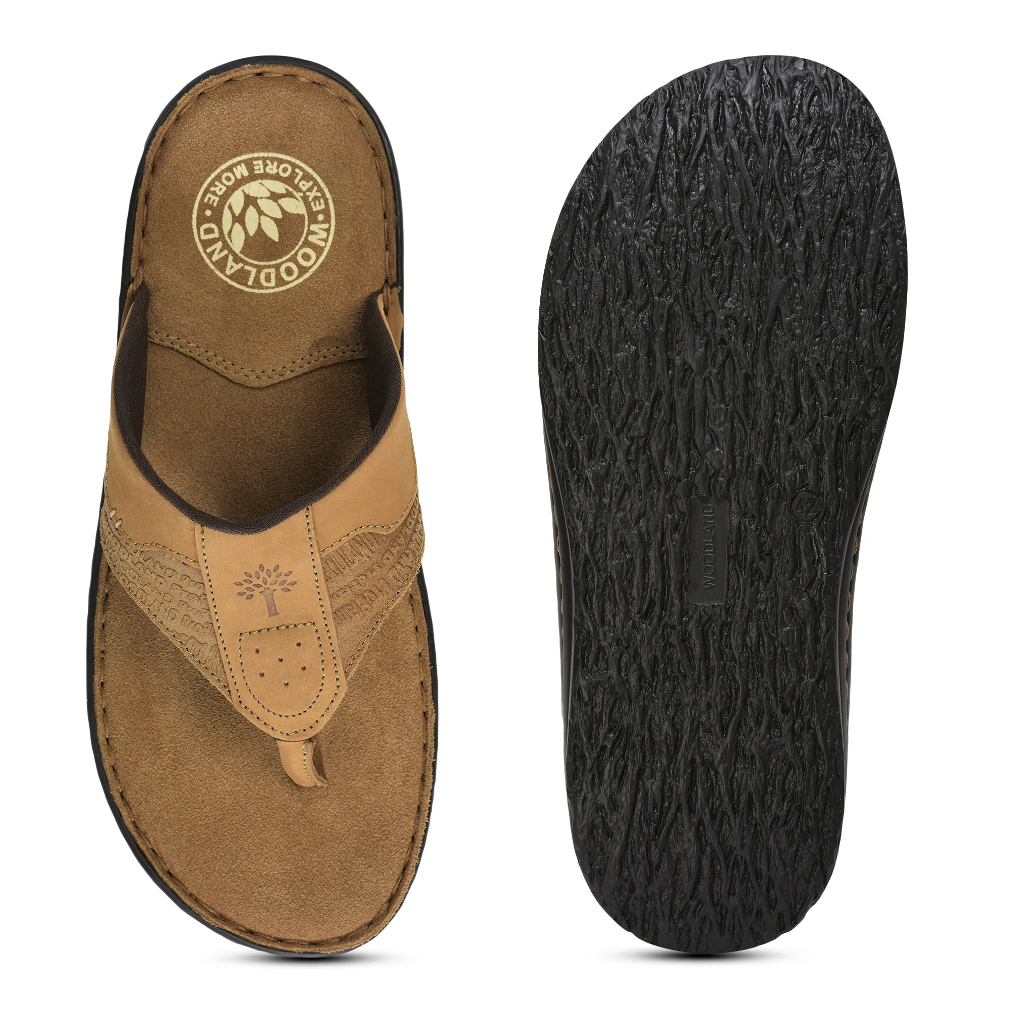 Camel Nubuk Slippers for Men - Thumbnail 7