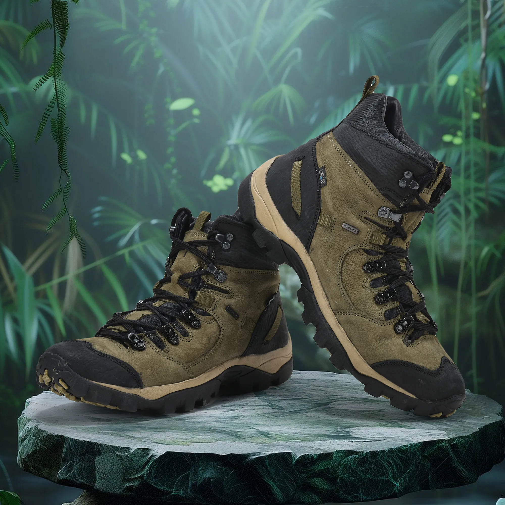 Woodland olive green trekking casual shoes - Thumbnail 7