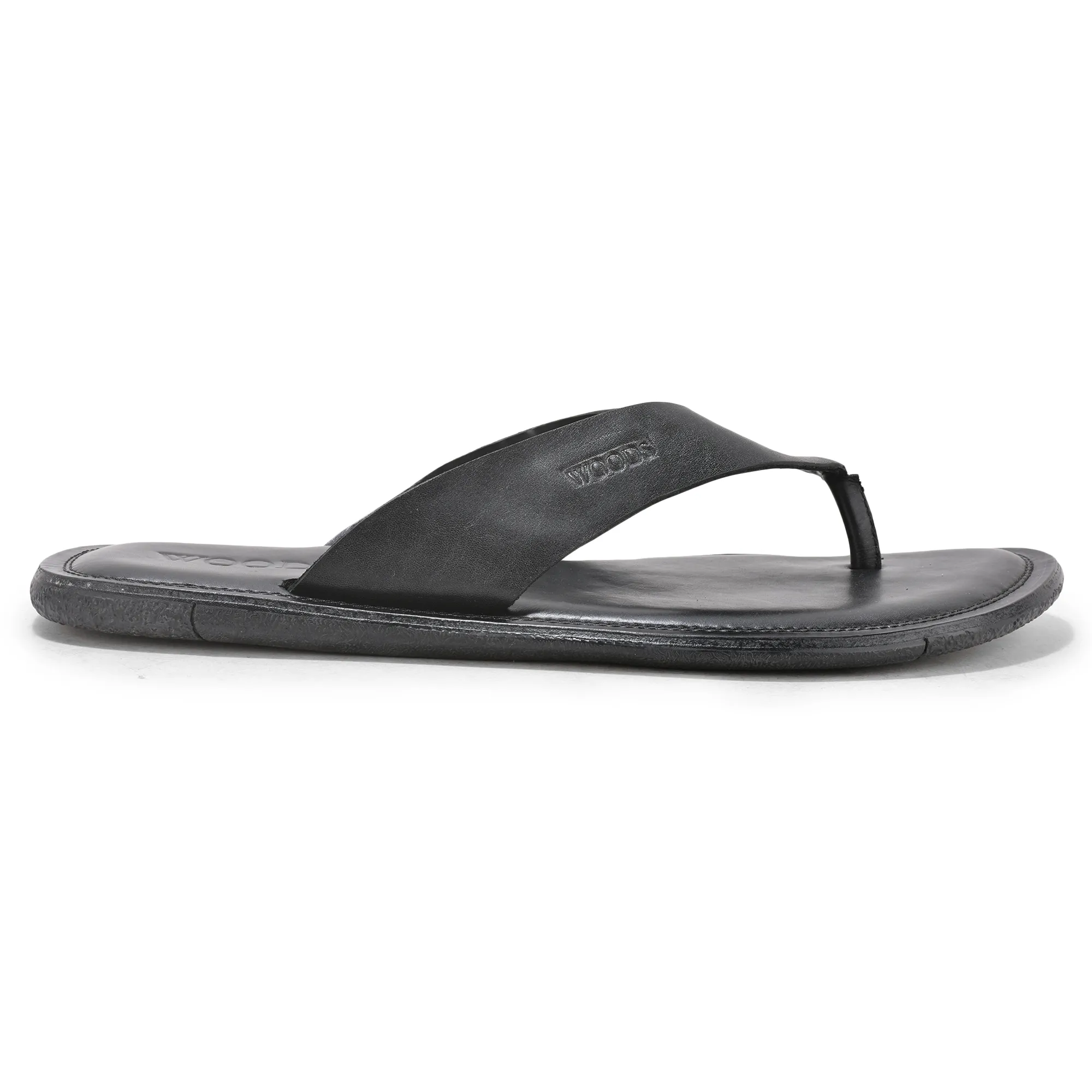 Black Softy Leather Slippers For Men - Image 1