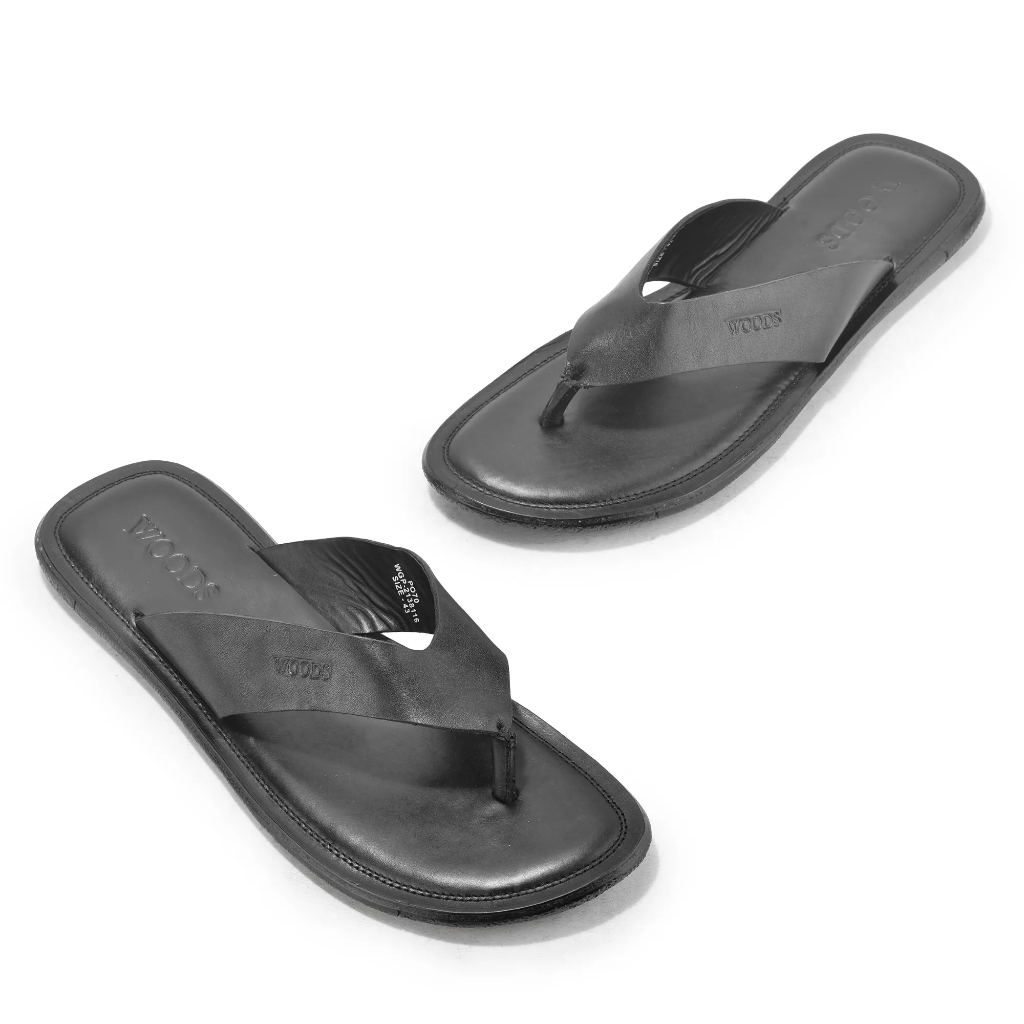 Black Softy Leather Slippers For Men - Thumbnail 2