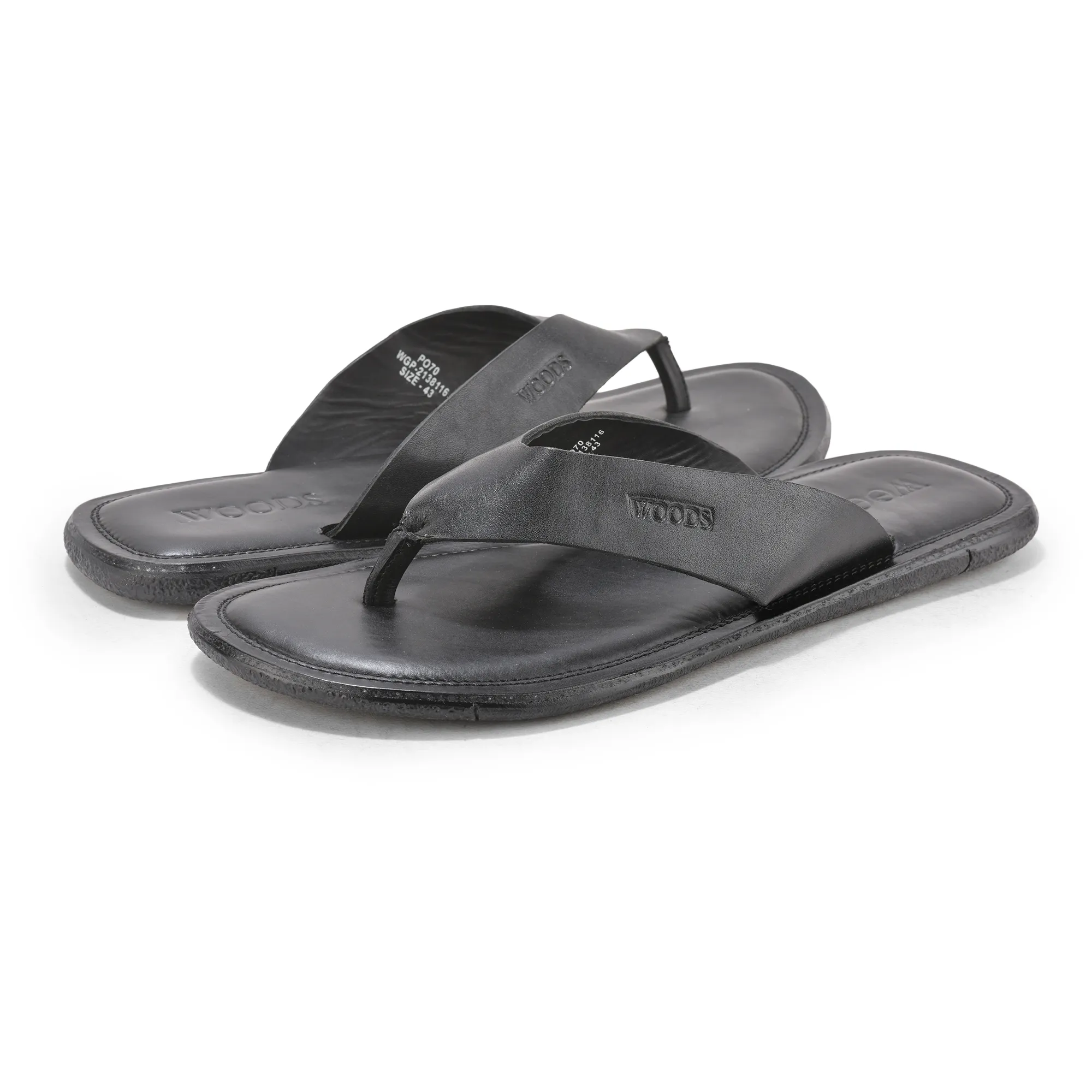 Black Softy Leather Slippers For Men - Thumbnail 3