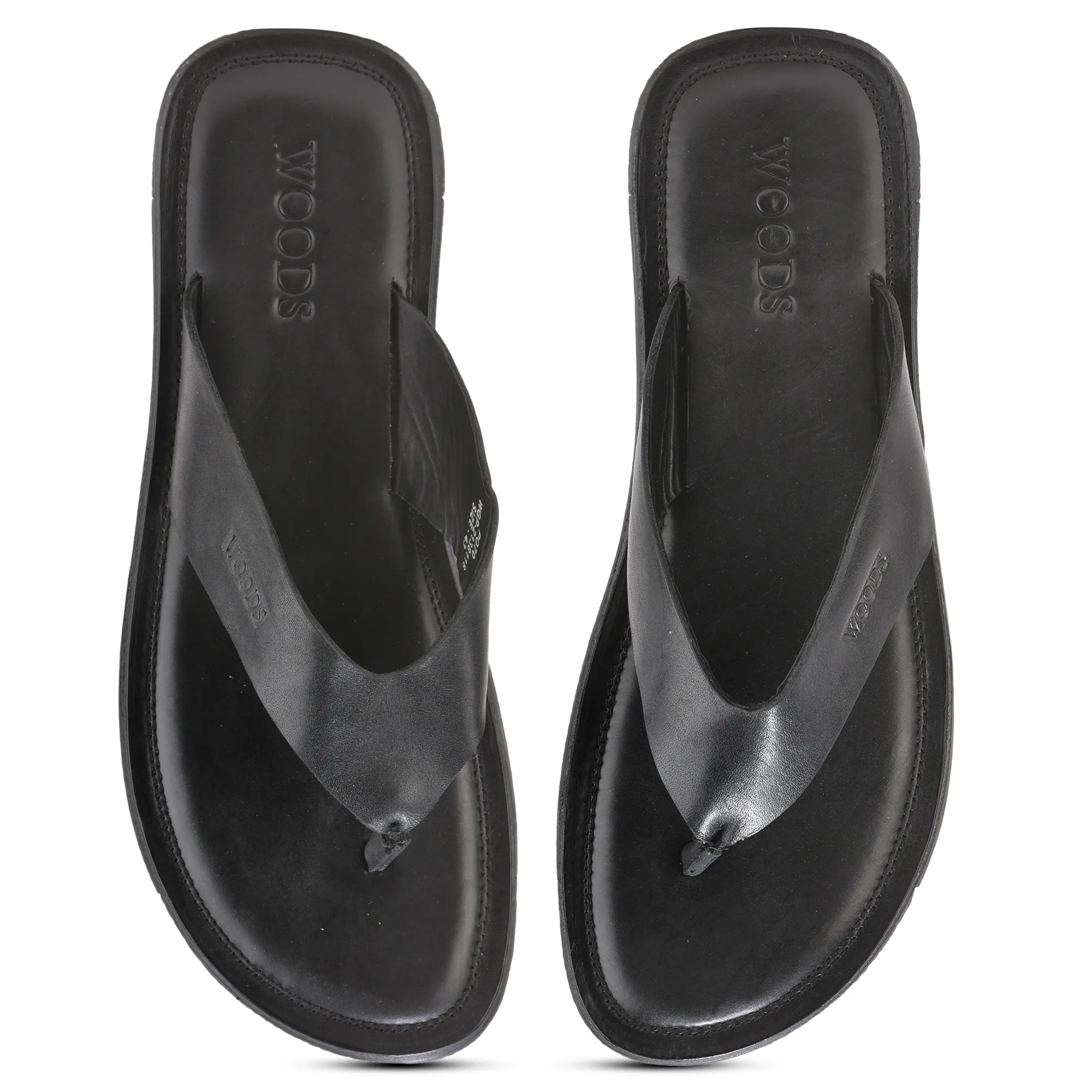 Black Softy Leather Slippers For Men - Thumbnail 4