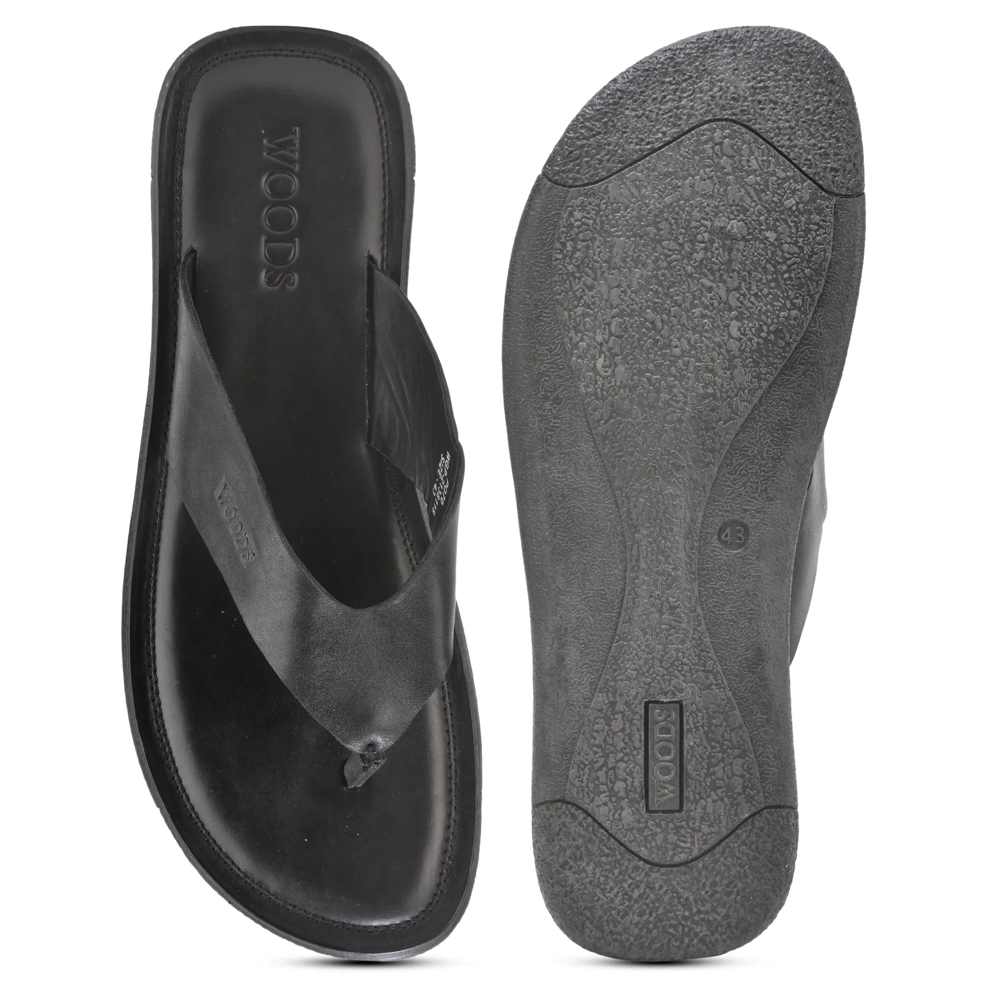 Black Softy Leather Slippers For Men - Thumbnail 8