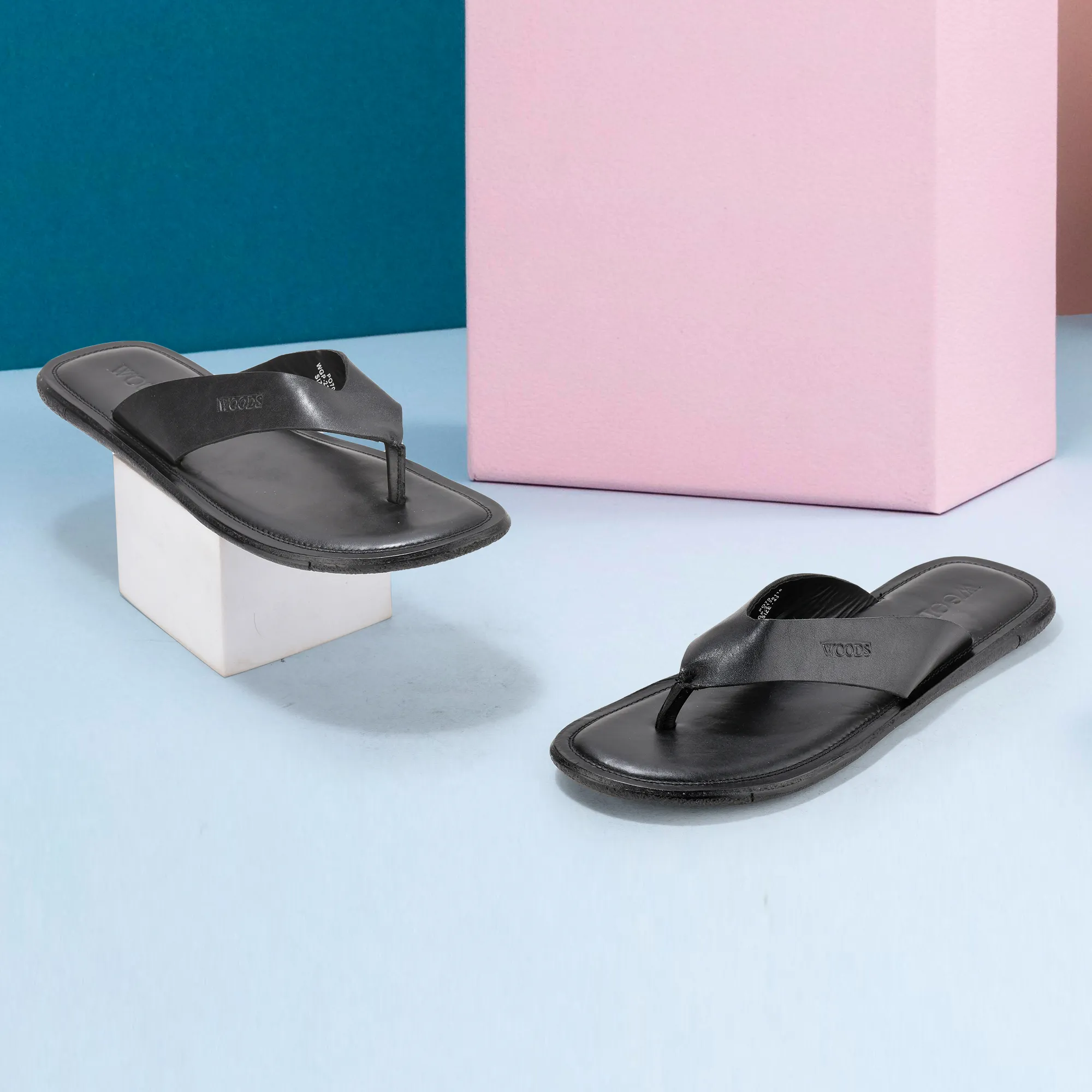 Black Softy Leather Slippers For Men - Thumbnail 9