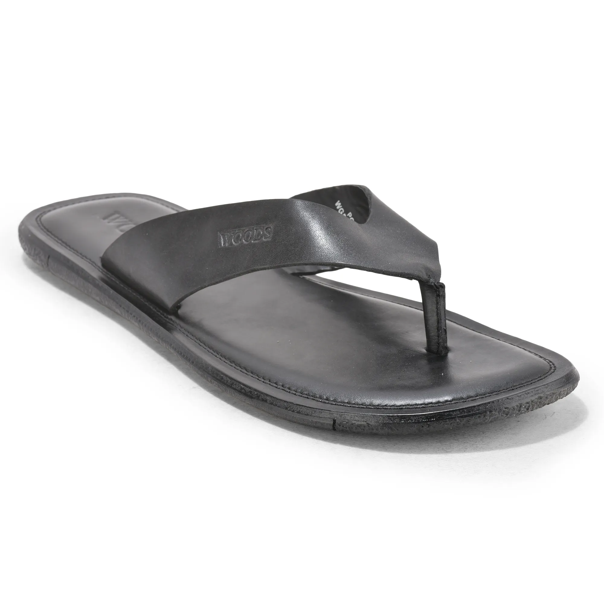 Black Softy Leather Slippers For Men - Thumbnail 10