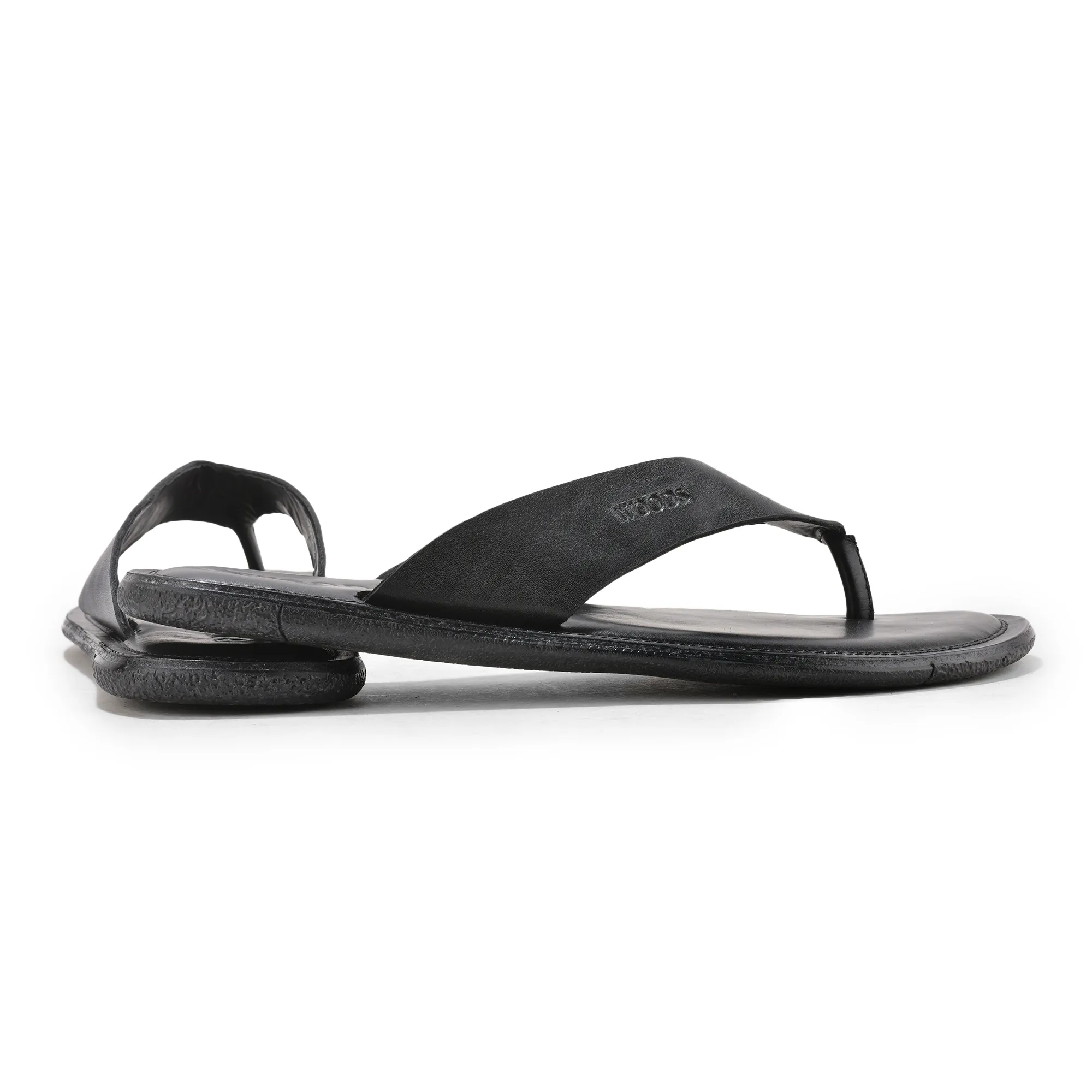 Black Softy Leather Slippers For Men - Thumbnail 11