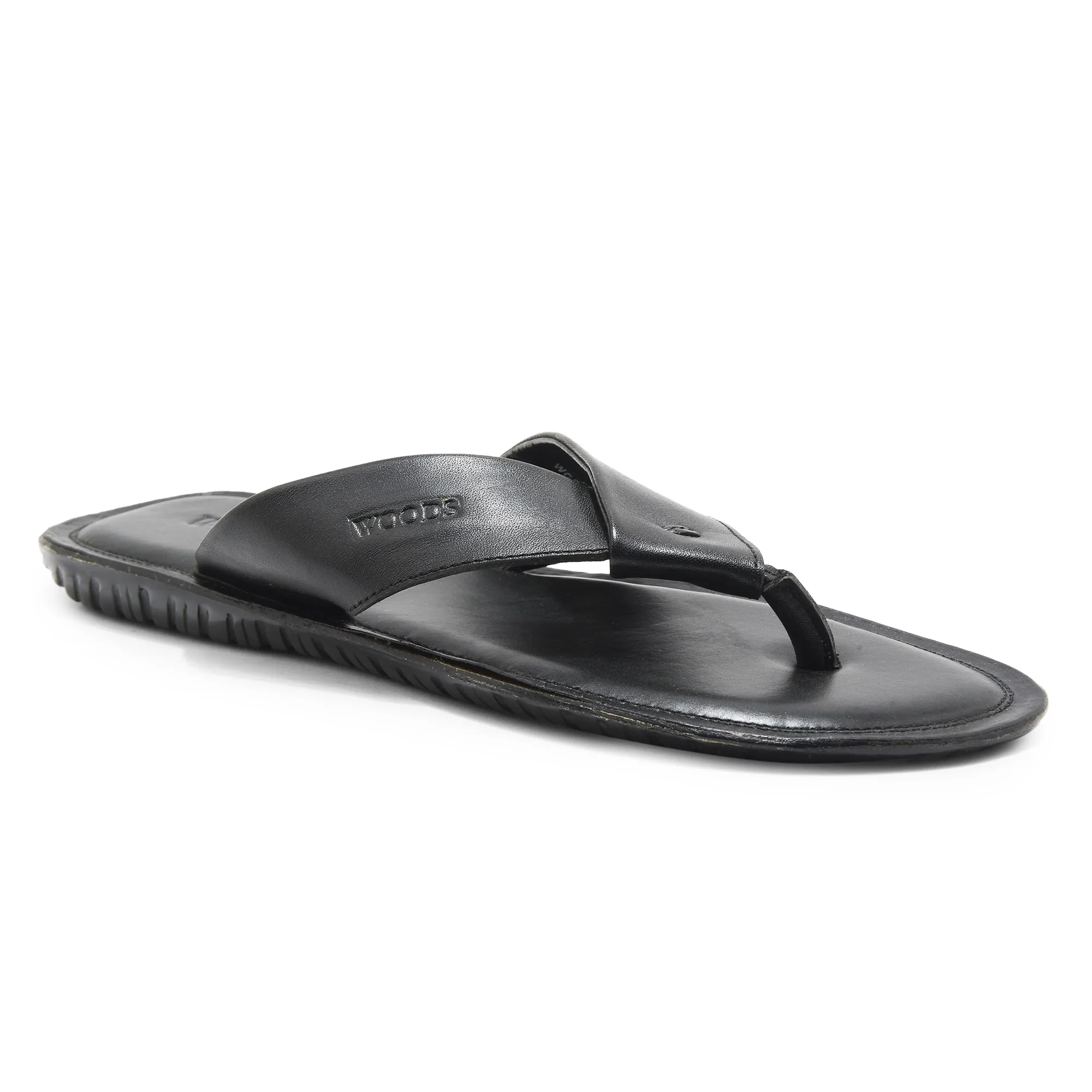 Black Leather Slipper for Men - Thumbnail 3