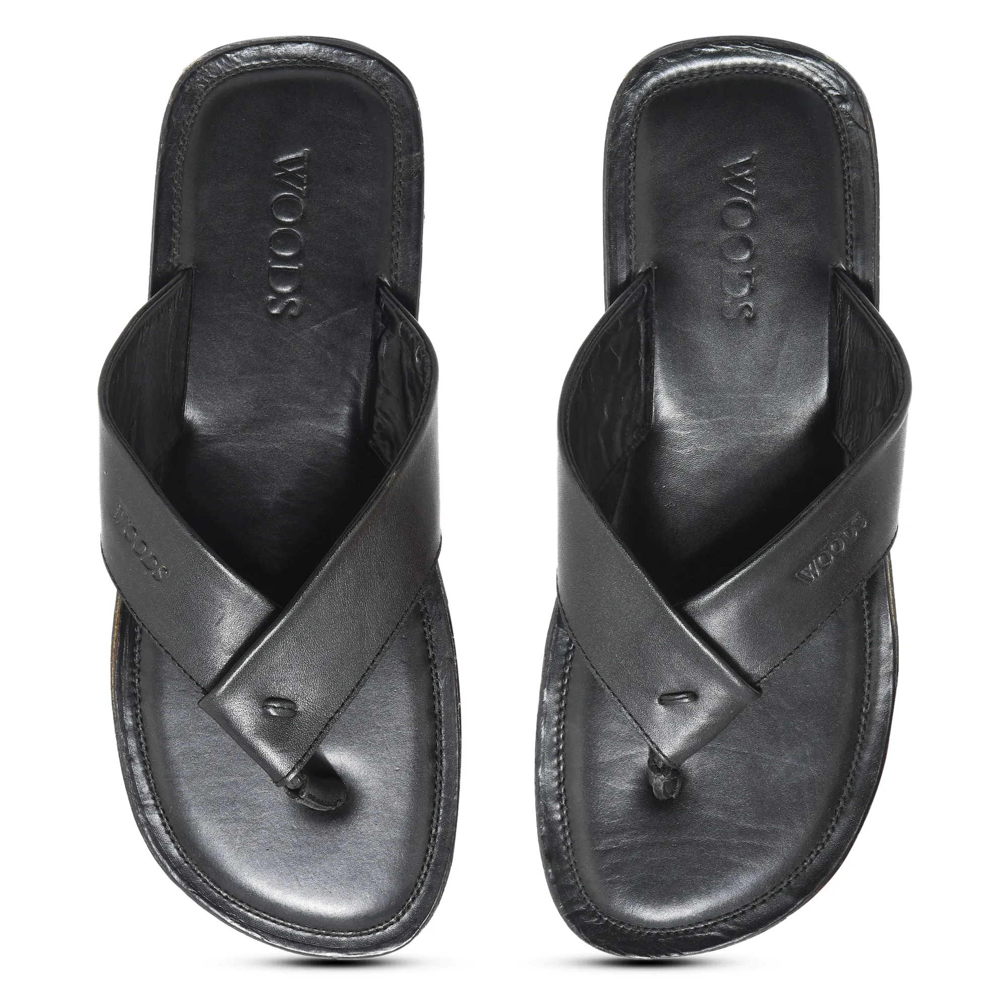 Black Leather Slipper for Men - Thumbnail 4