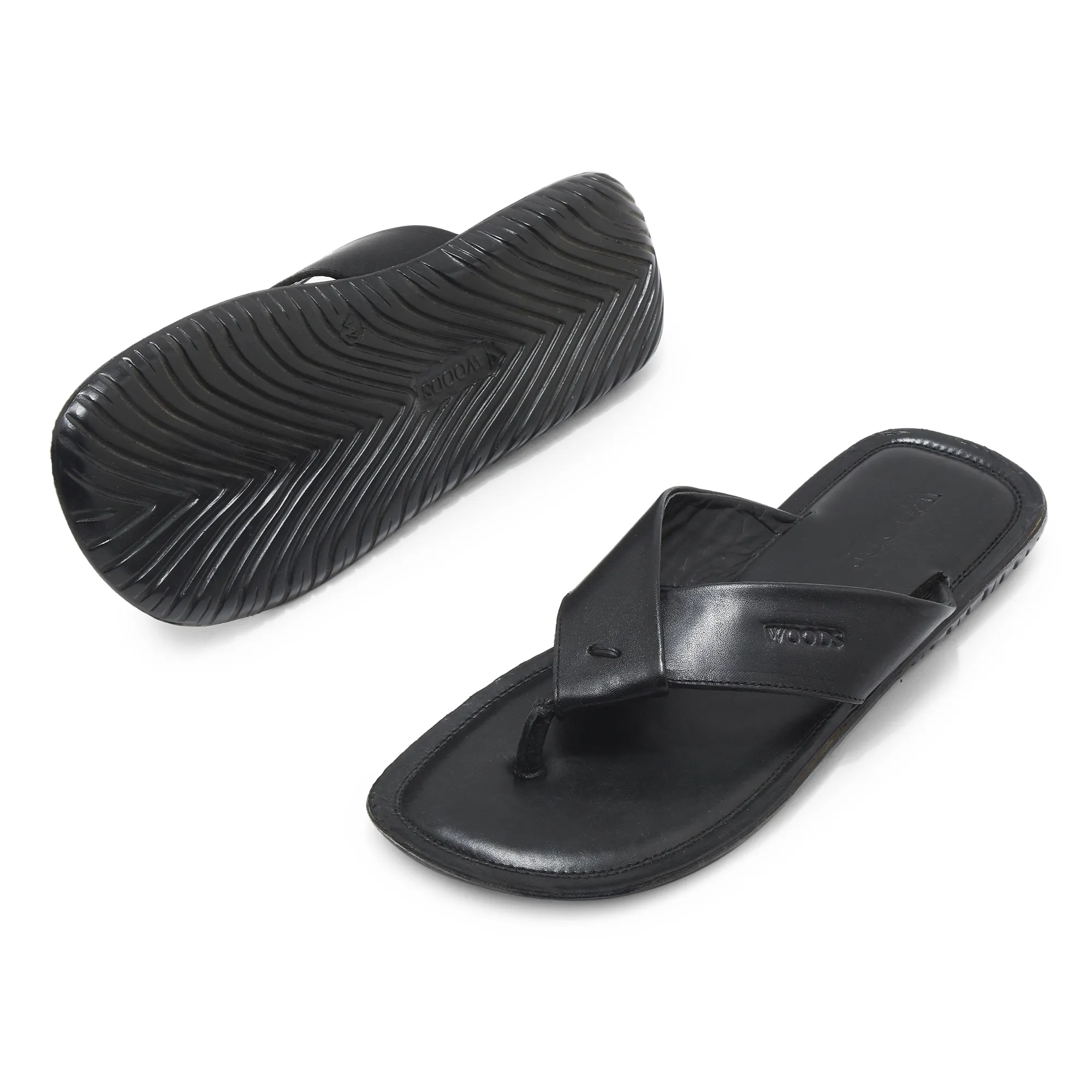 Black Leather Slipper for Men - Thumbnail 5
