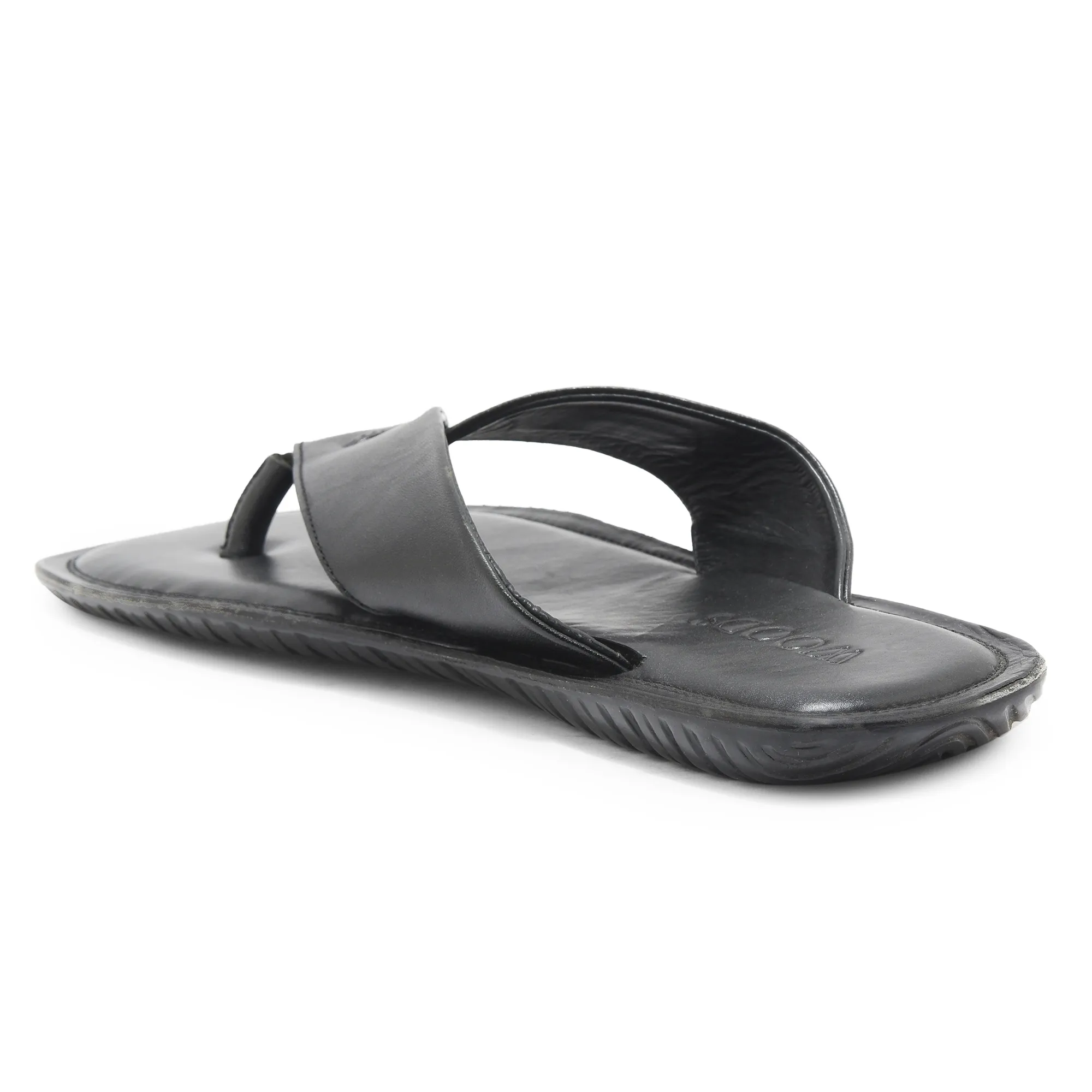 Black Leather Slipper for Men - Thumbnail 6