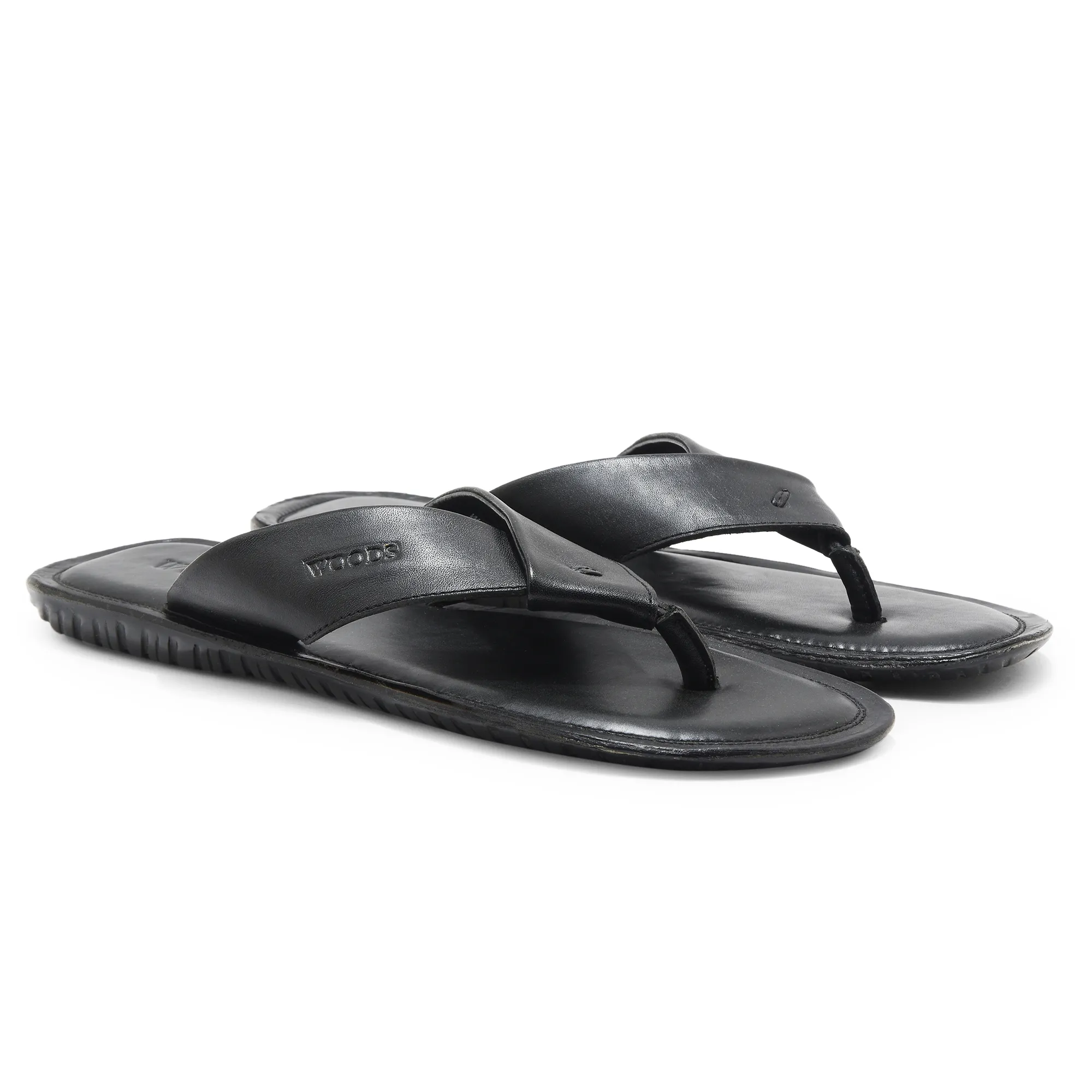 Black Leather Slipper for Men - Thumbnail 7