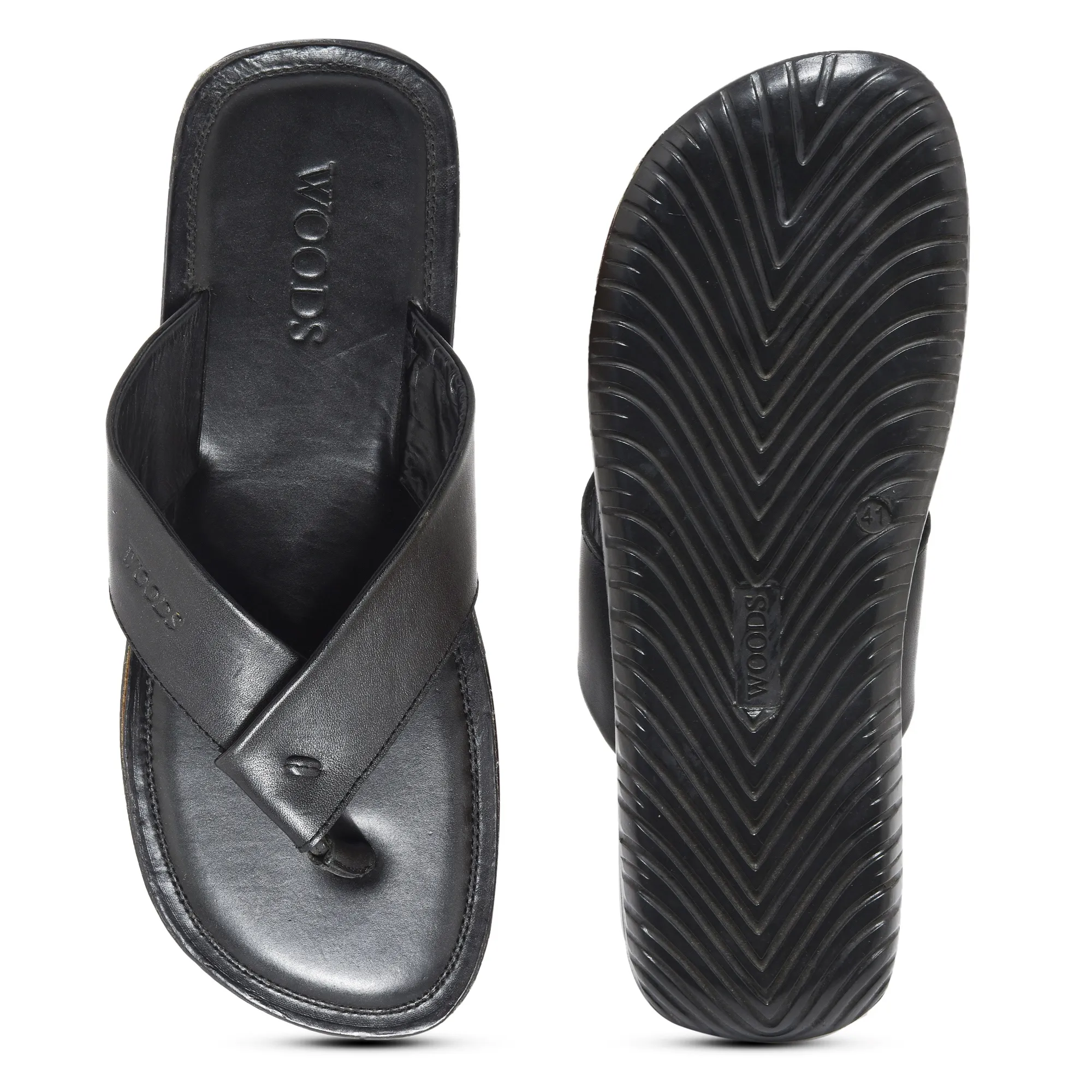 Black Leather Slipper for Men - Thumbnail 8