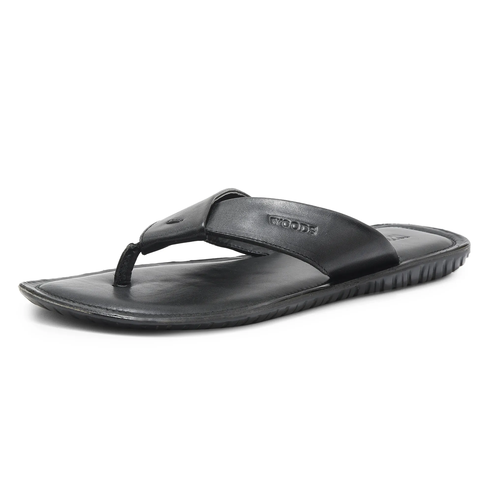 Black Leather Slipper for Men - Thumbnail 11