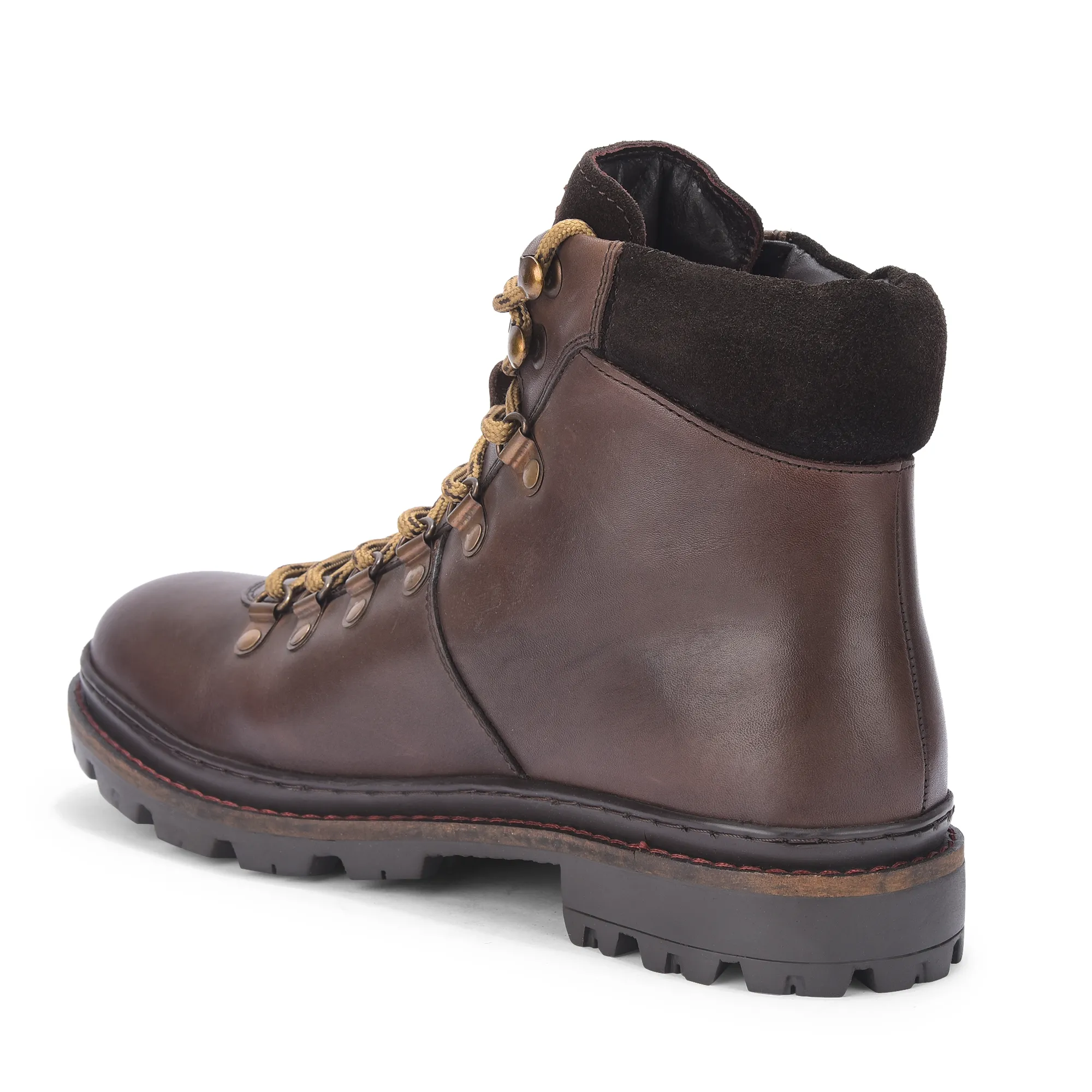 Men Brown  Softy Leather Outdoor Boots - Thumbnail 6