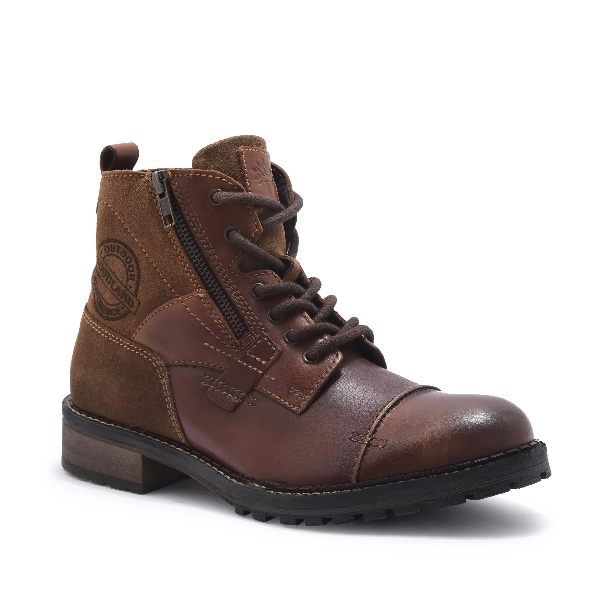 Men Tan Ankle Boots with Side Zipper - Thumbnail 3