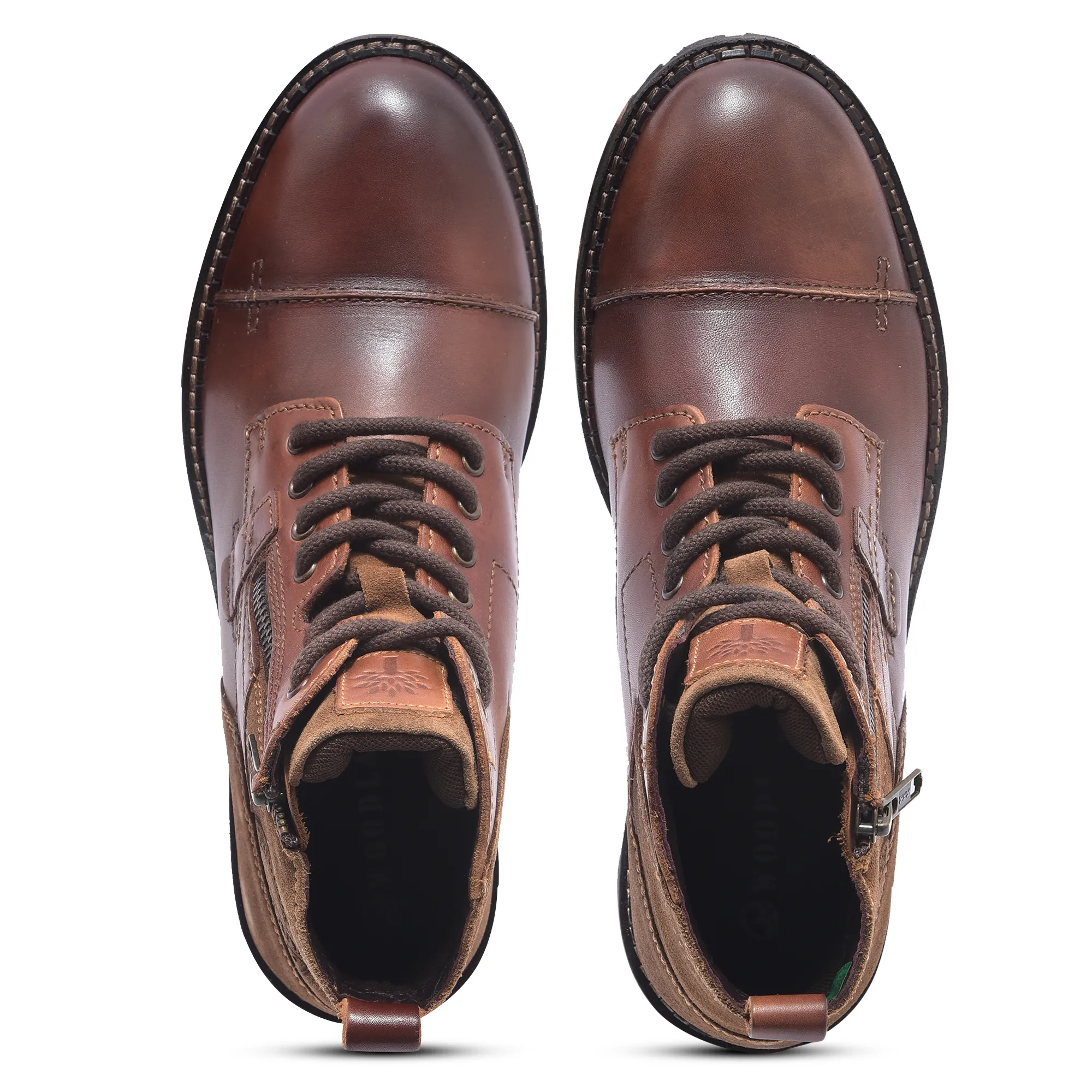 Men Tan Ankle Boots with Side Zipper - Thumbnail 4