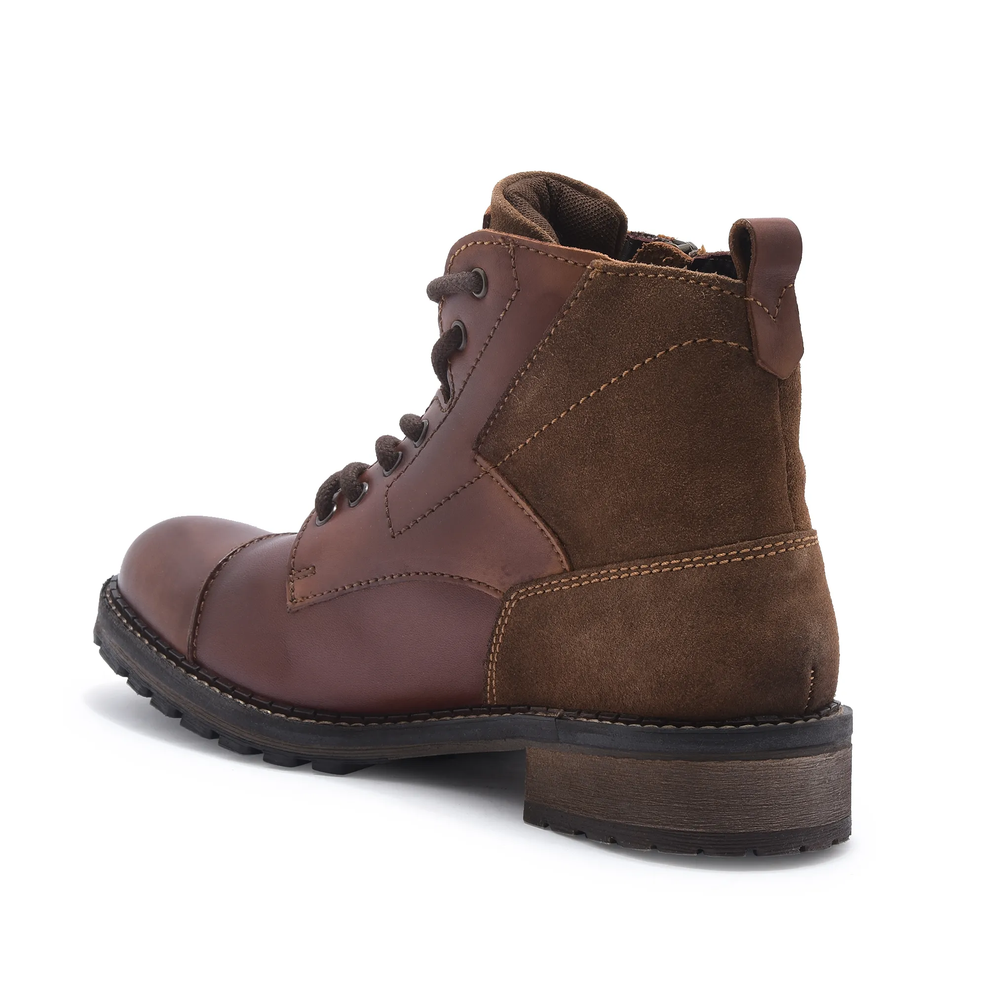 Men Tan Ankle Boots with Side Zipper - Thumbnail 6