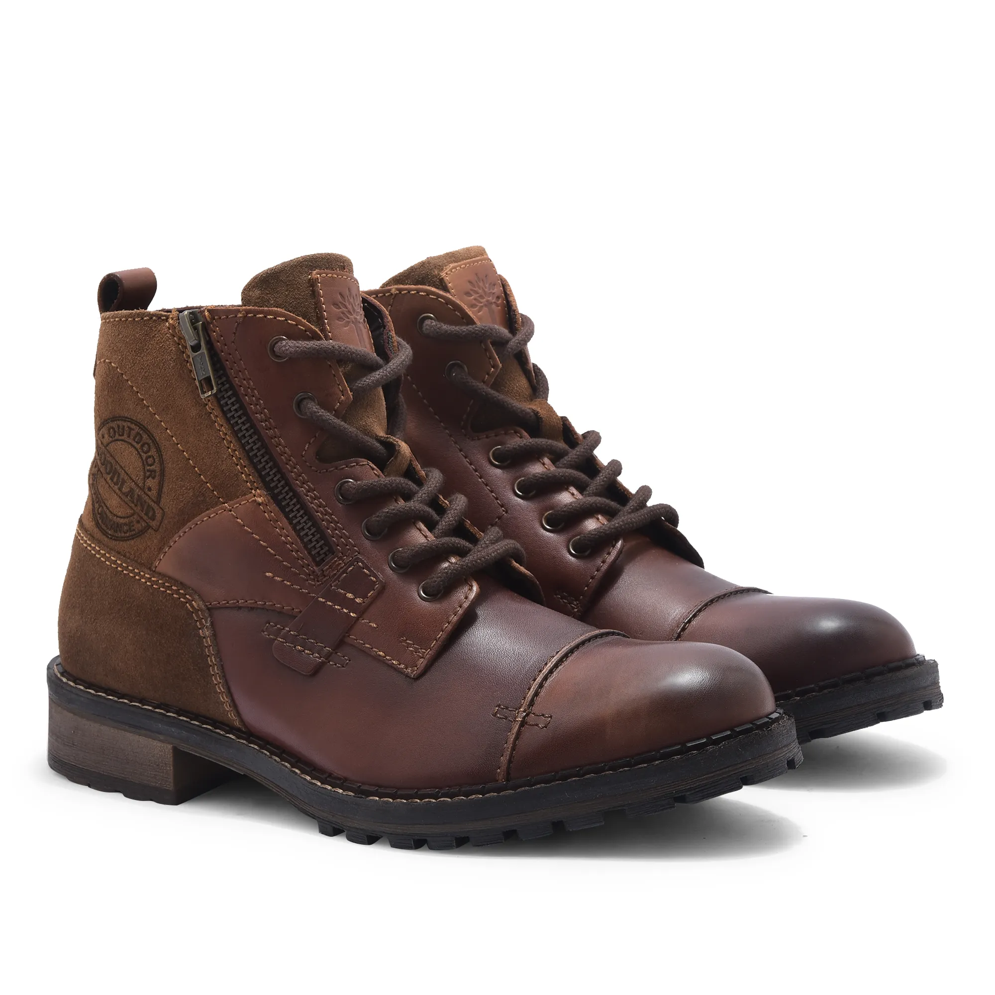Men Tan Ankle Boots with Side Zipper - Thumbnail 7