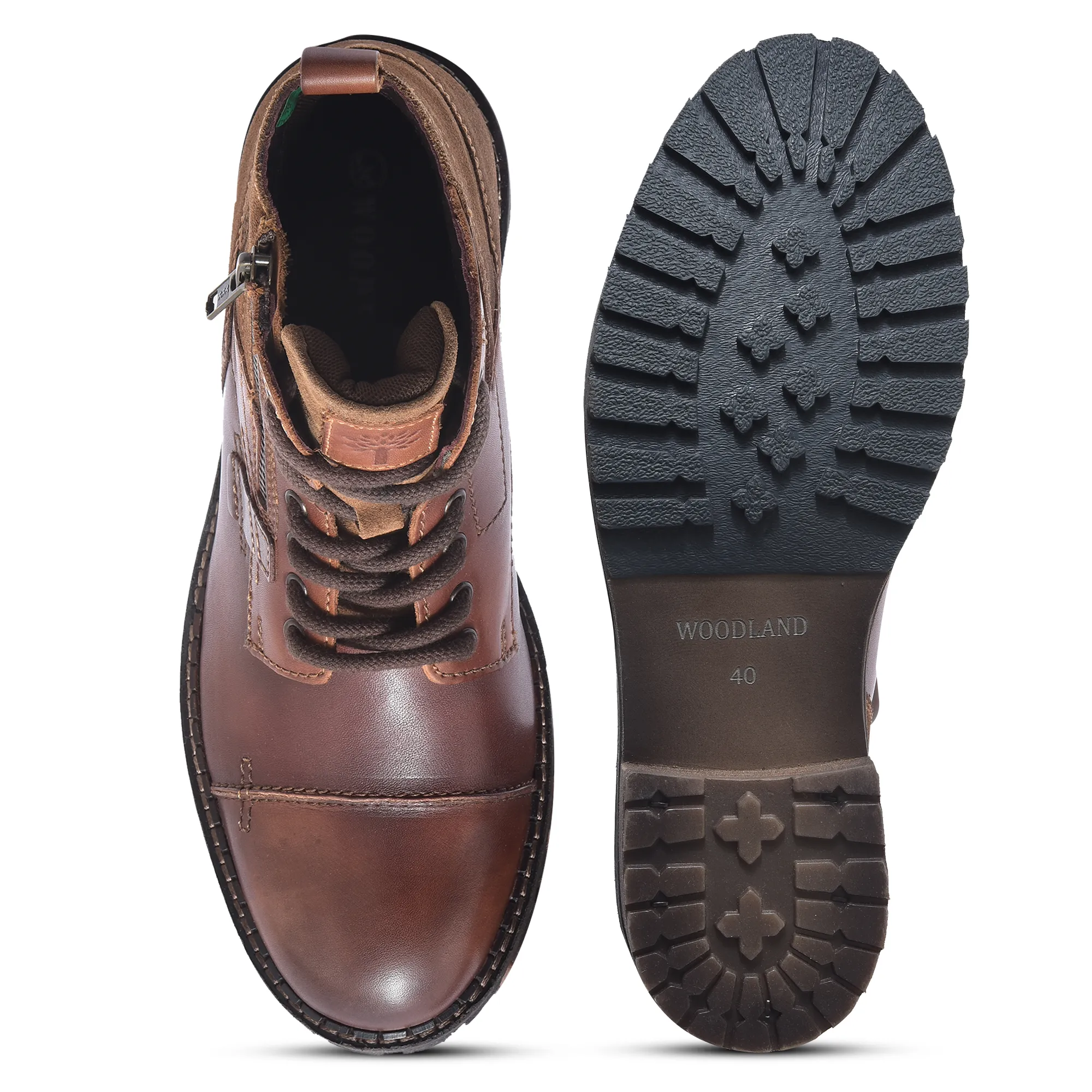 Men Tan Ankle Boots with Side Zipper - Thumbnail 8