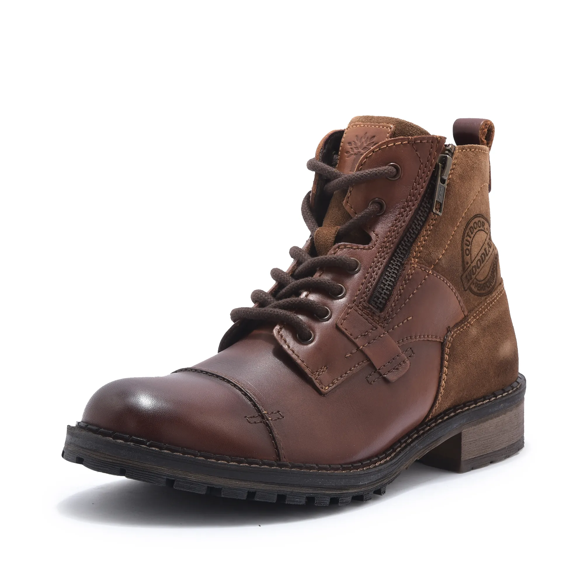 Men Tan Ankle Boots with Side Zipper - Thumbnail 11