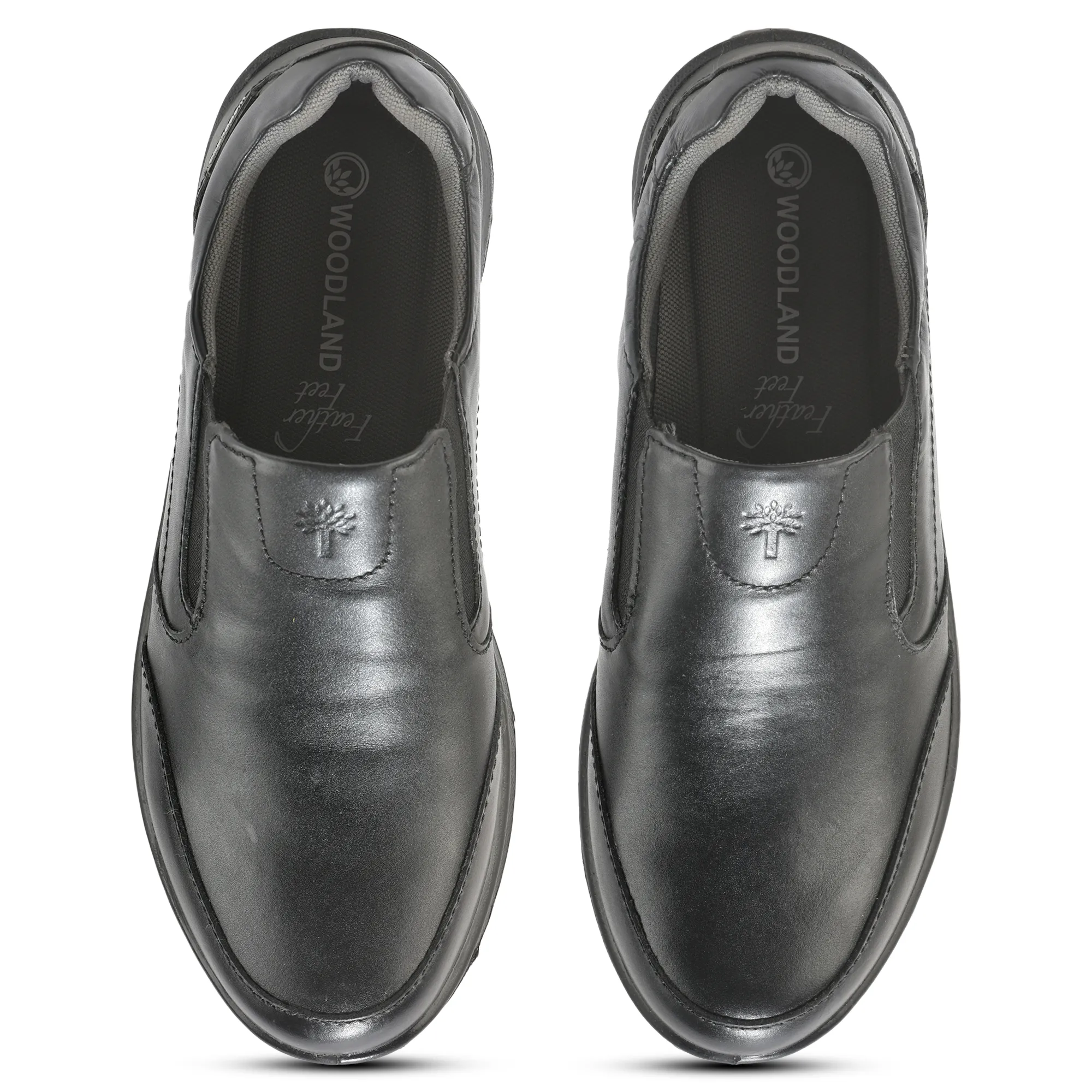 Woodland Black Classic Slip-on Shoes For Men - Thumbnail 4