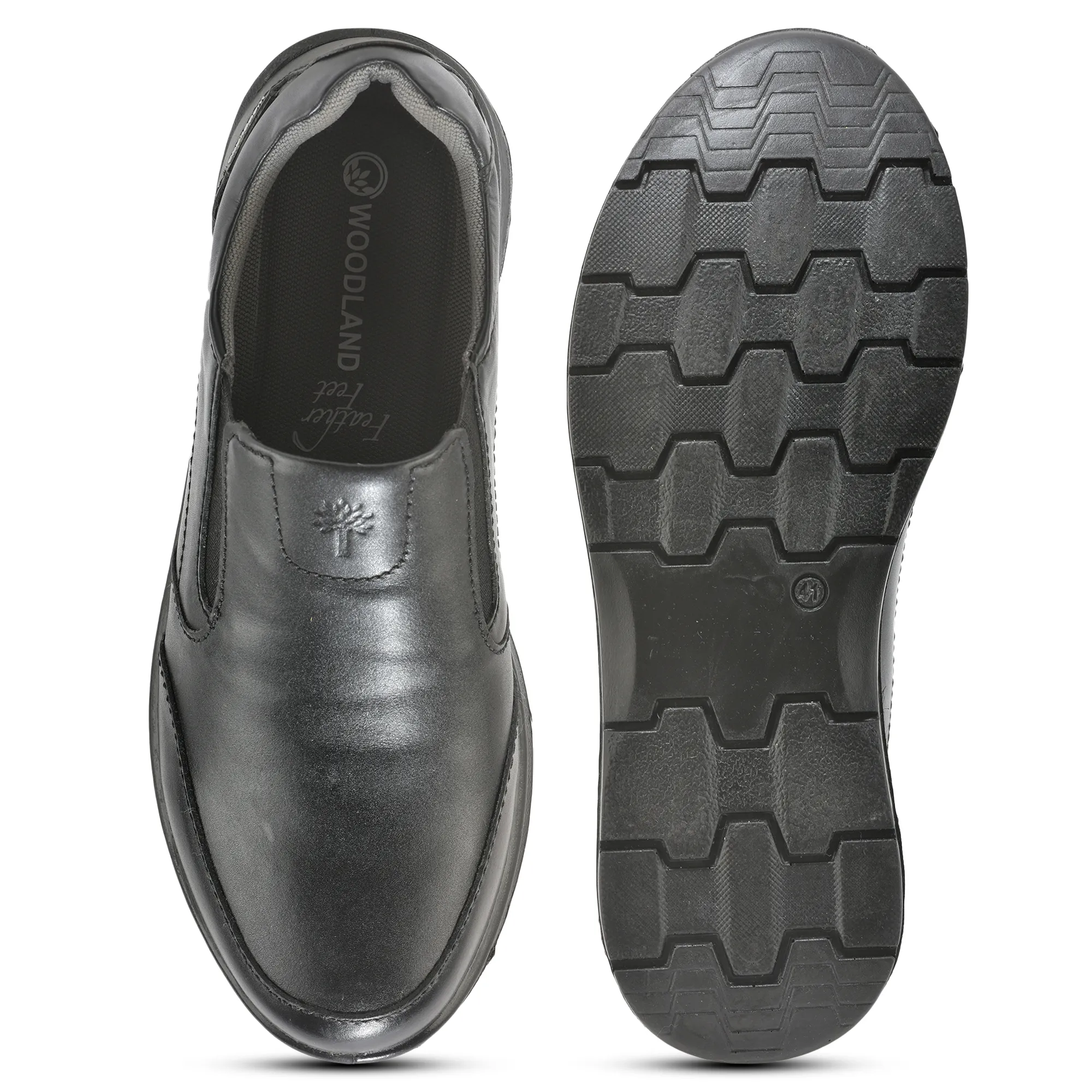 Woodland Black Classic Slip-on Shoes For Men - Thumbnail 8