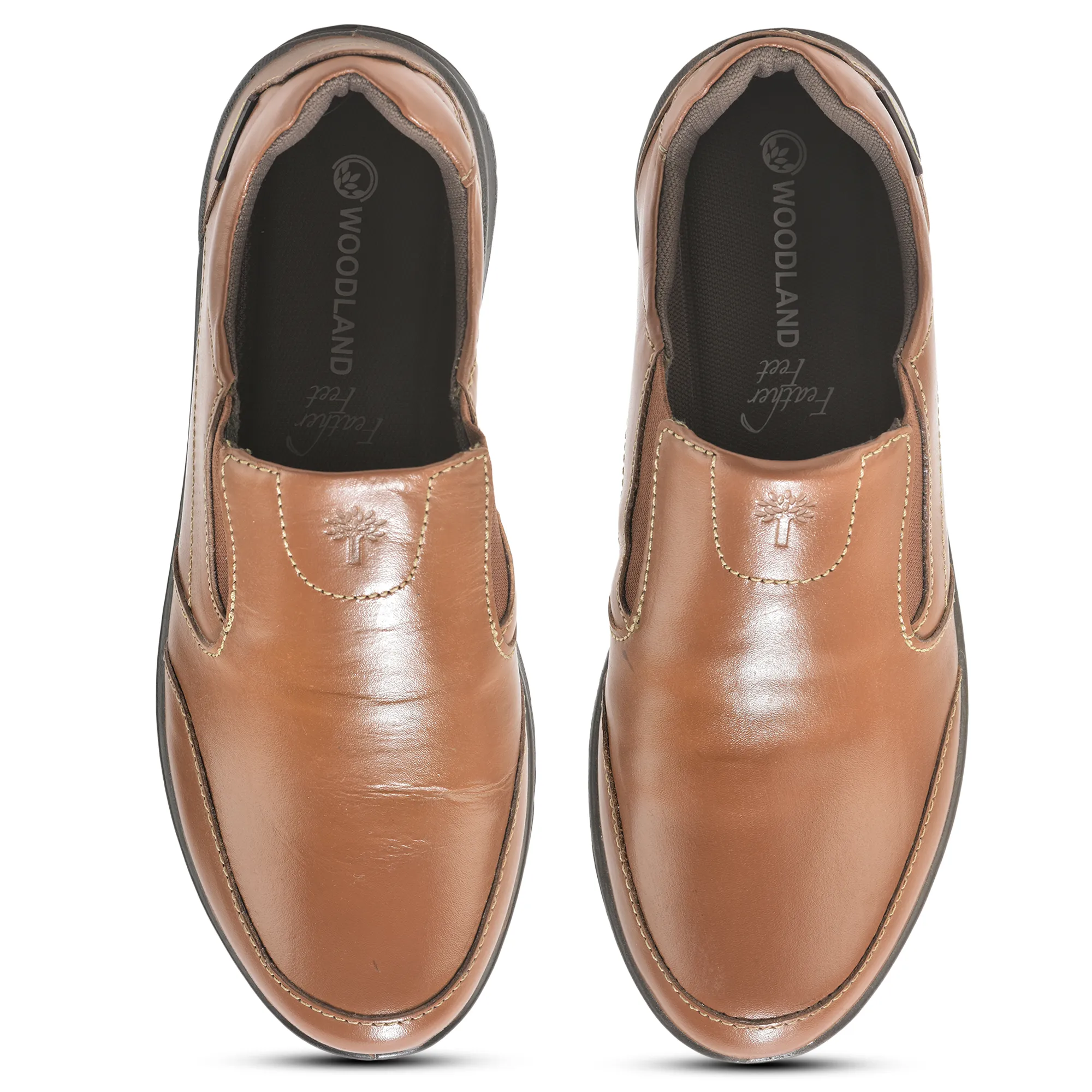 Woodland Tan Classic Slip-on Shoes For Men - Thumbnail 4