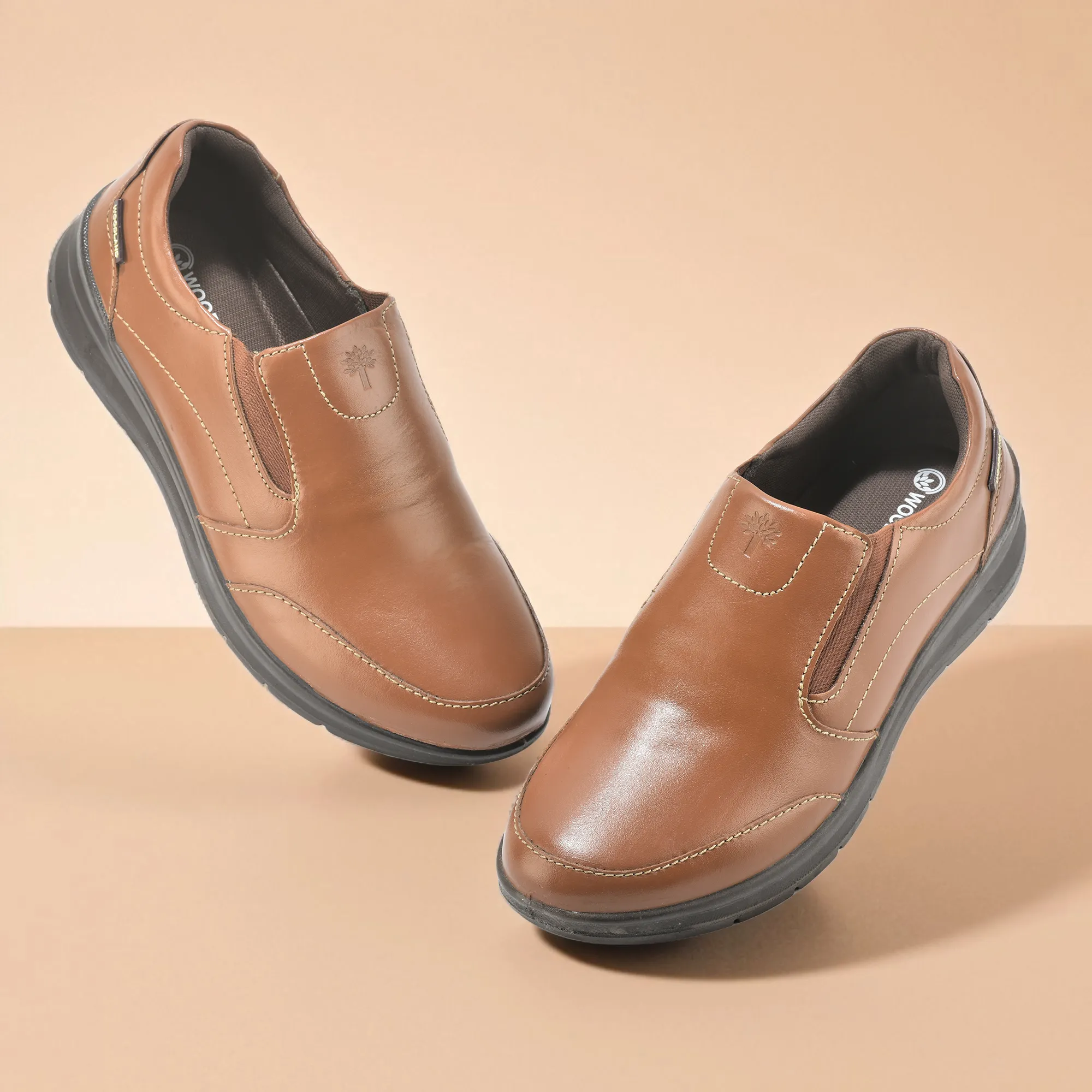 Woodland Tan Classic Slip-on Shoes For Men - Thumbnail 9