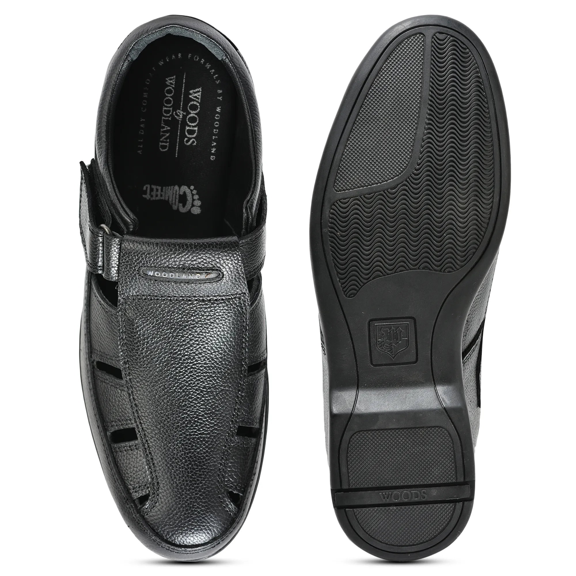 Woodland Black Softy Sandals for Men
 - Thumbnail 8