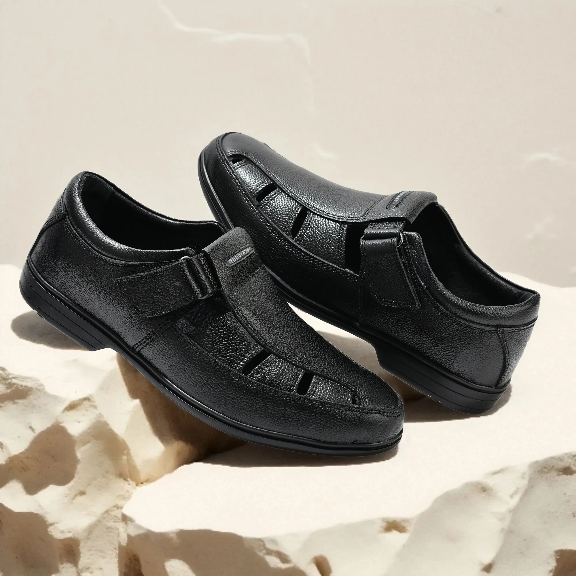 Woodland Black Softy Sandals for Men
 - Thumbnail 9