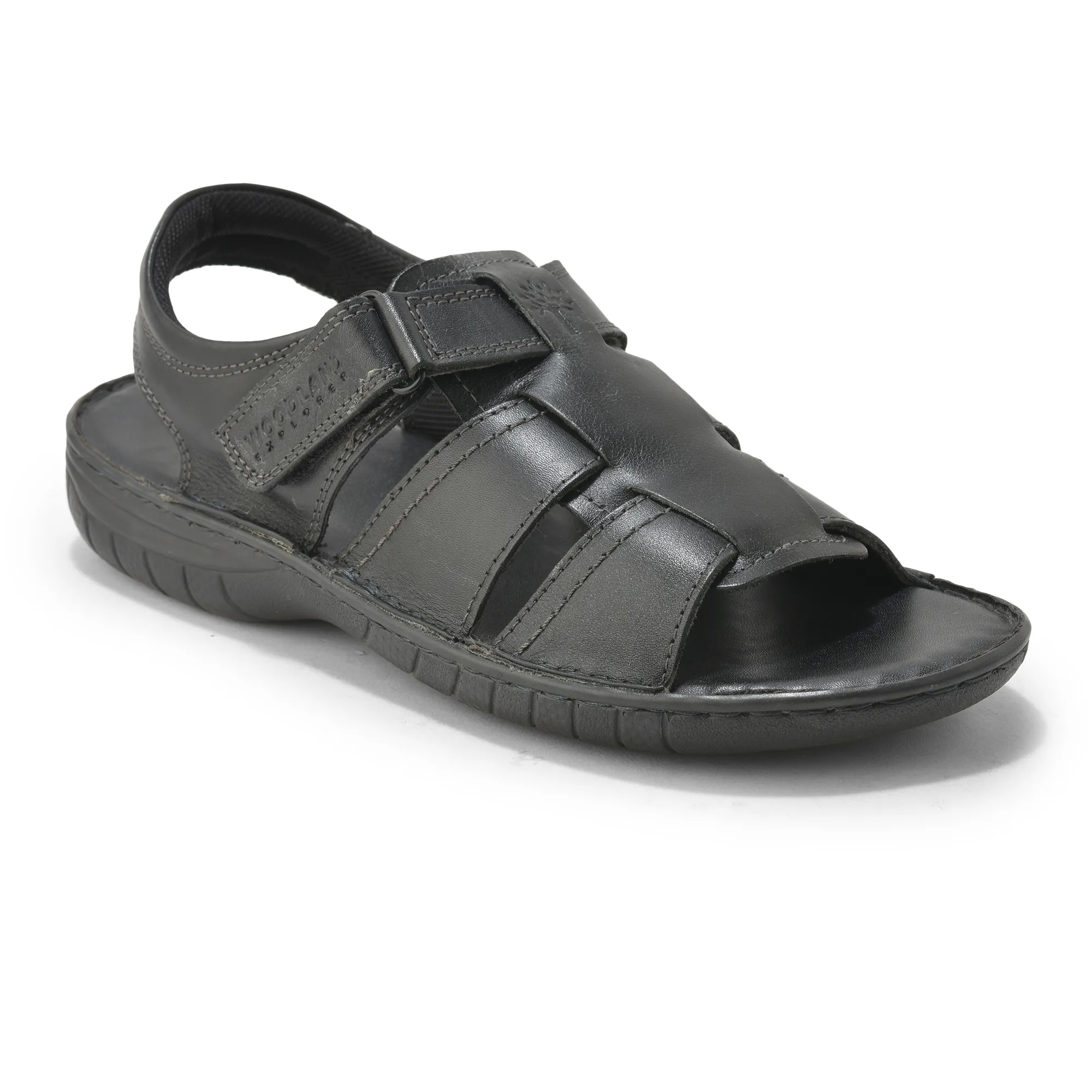 Black Multi Strap Sandals For Men - Thumbnail 3