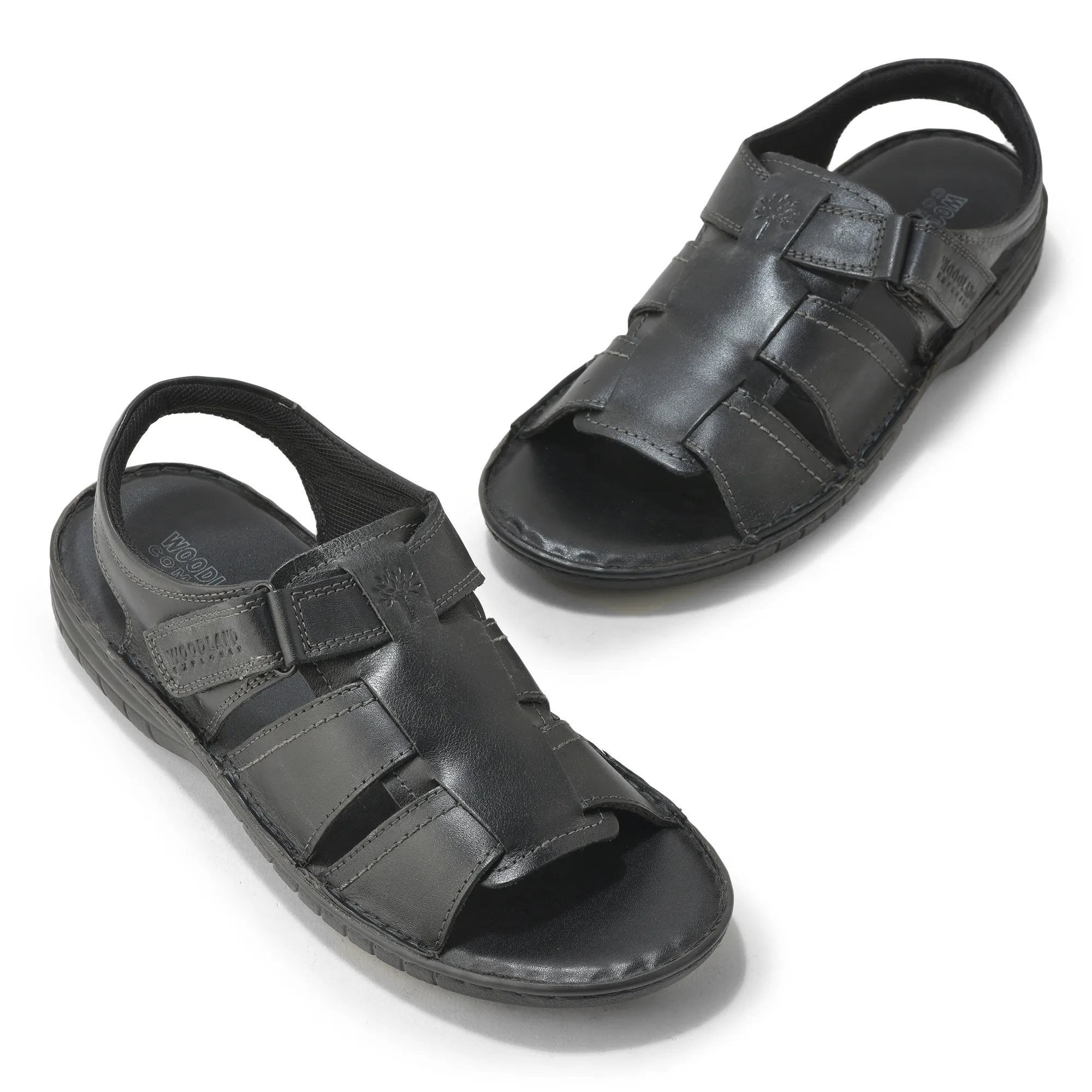 Black Multi Strap Sandals For Men - Thumbnail 4