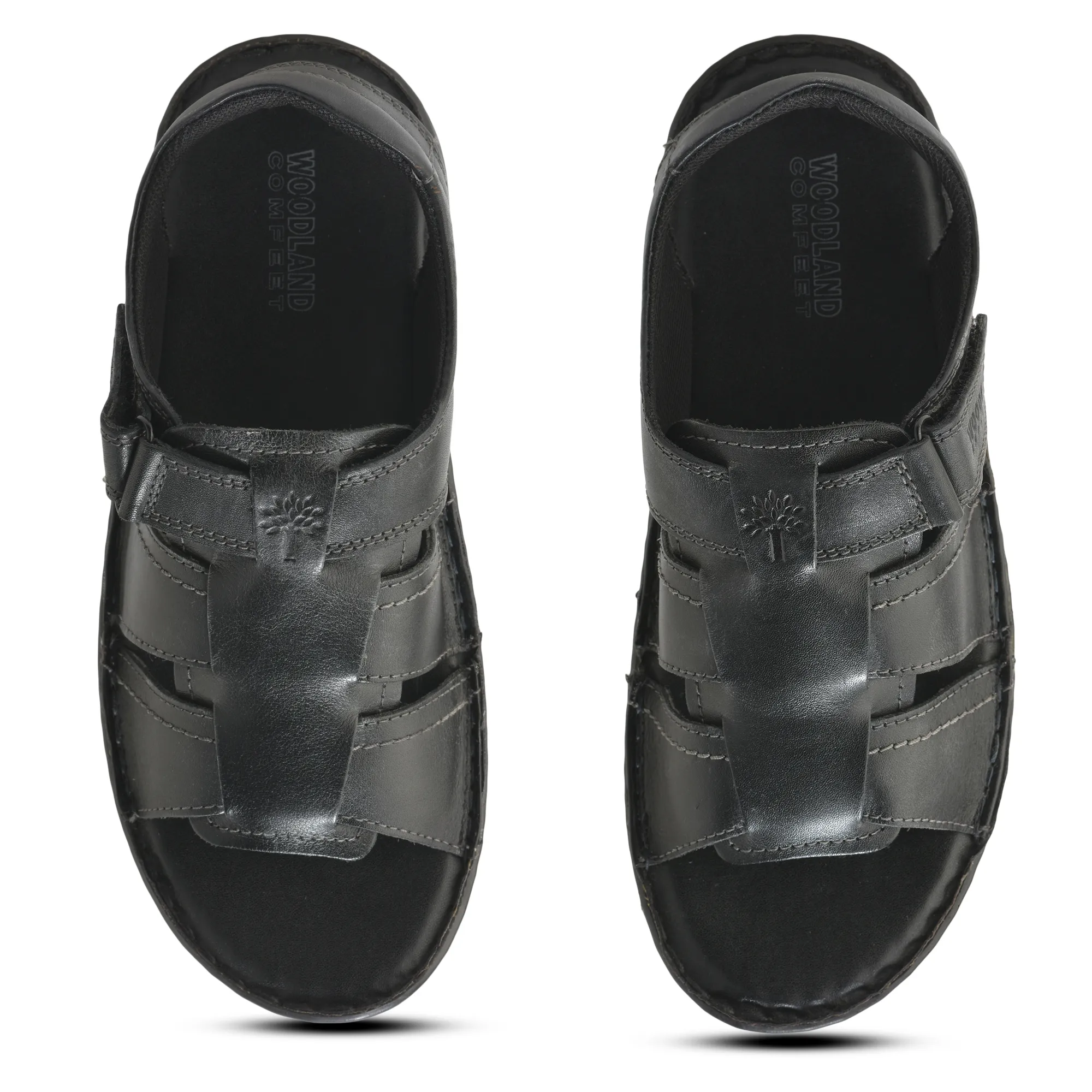 Black Multi Strap Sandals For Men - Thumbnail 5