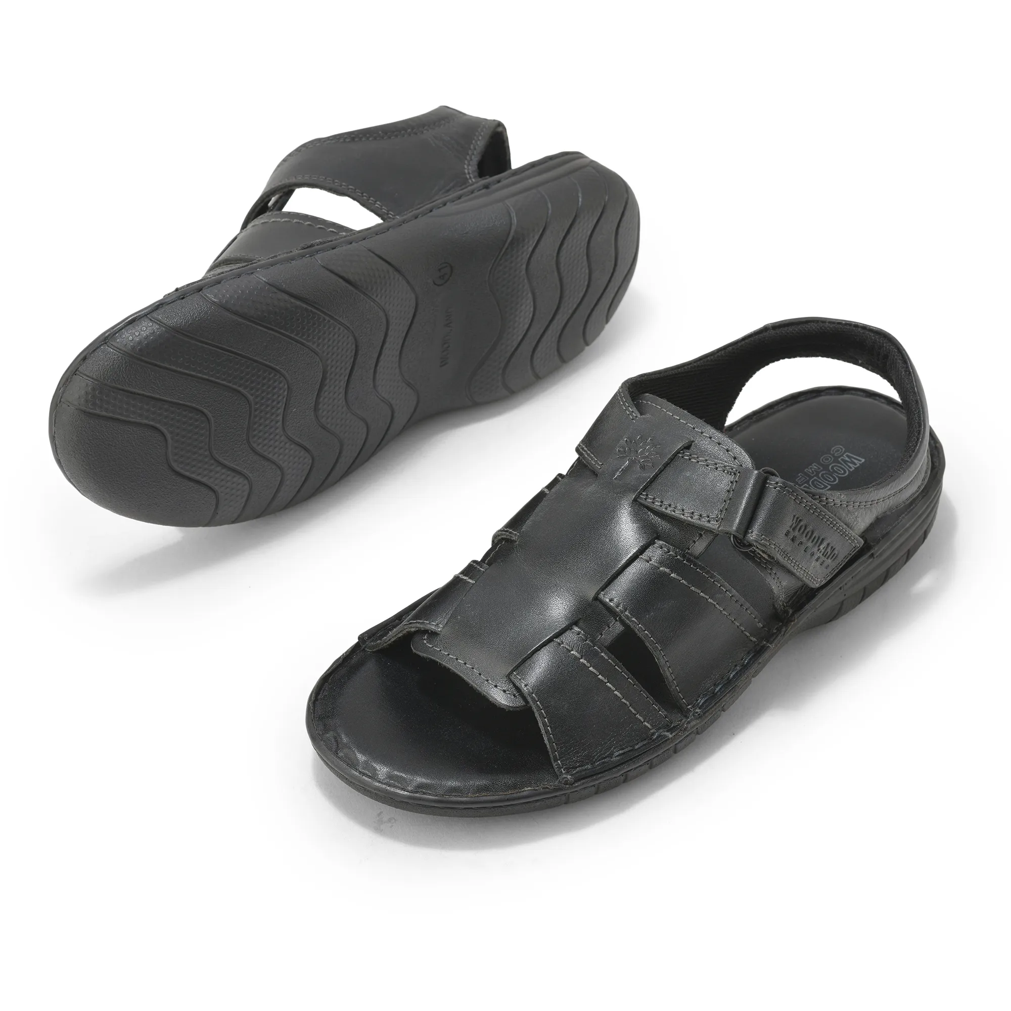 Black Multi Strap Sandals For Men - Thumbnail 6
