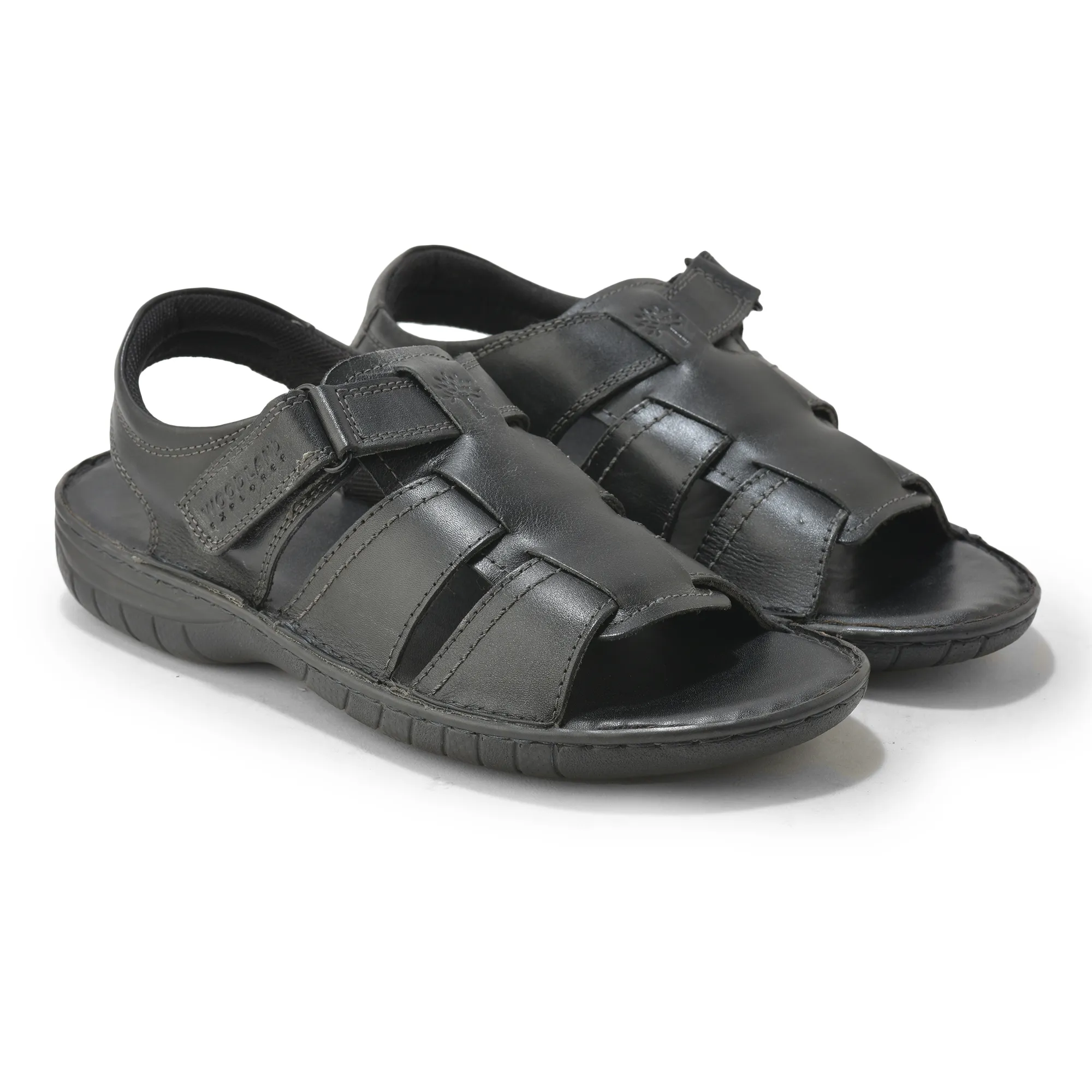 Black Multi Strap Sandals For Men - Thumbnail 8