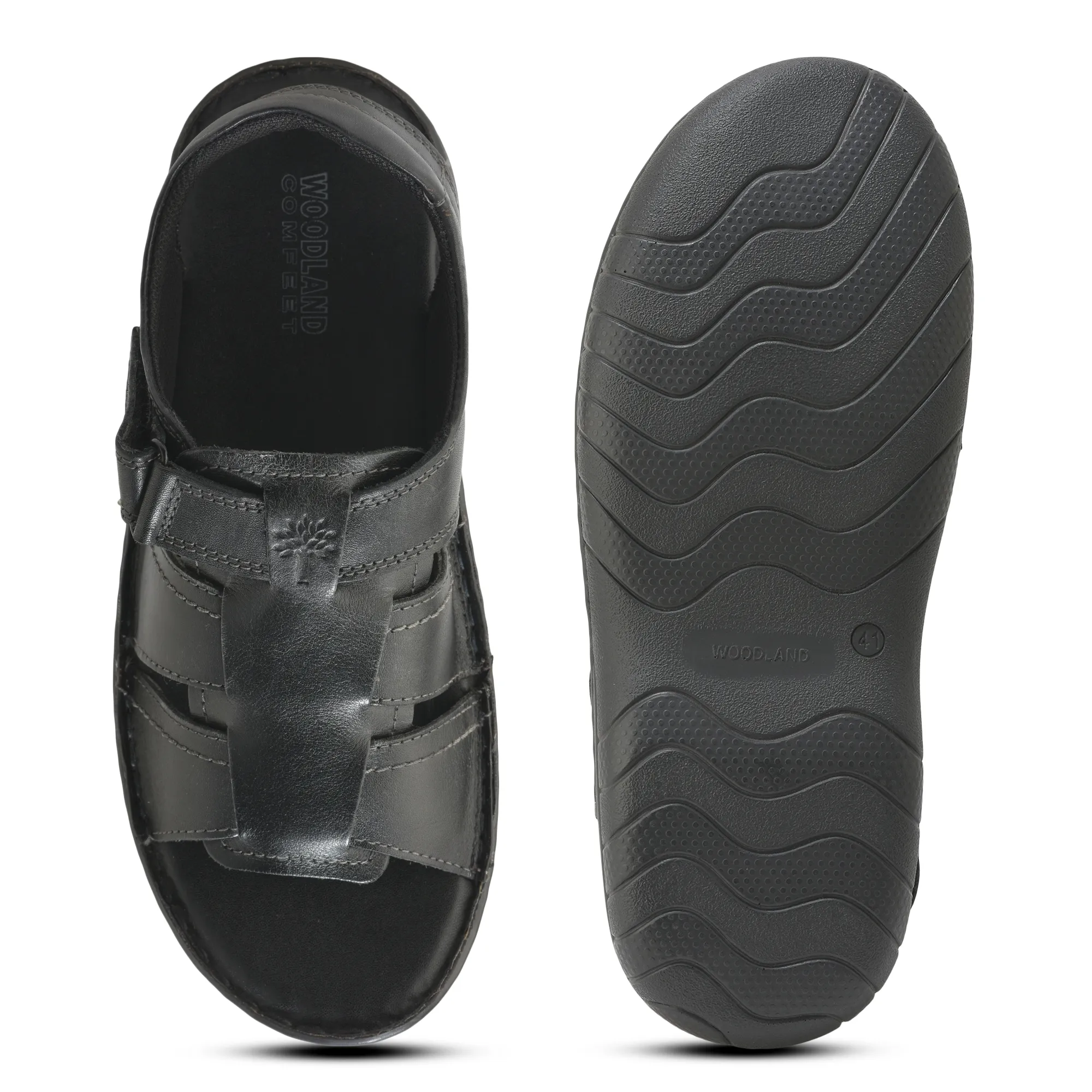 Black Multi Strap Sandals For Men - Thumbnail 9