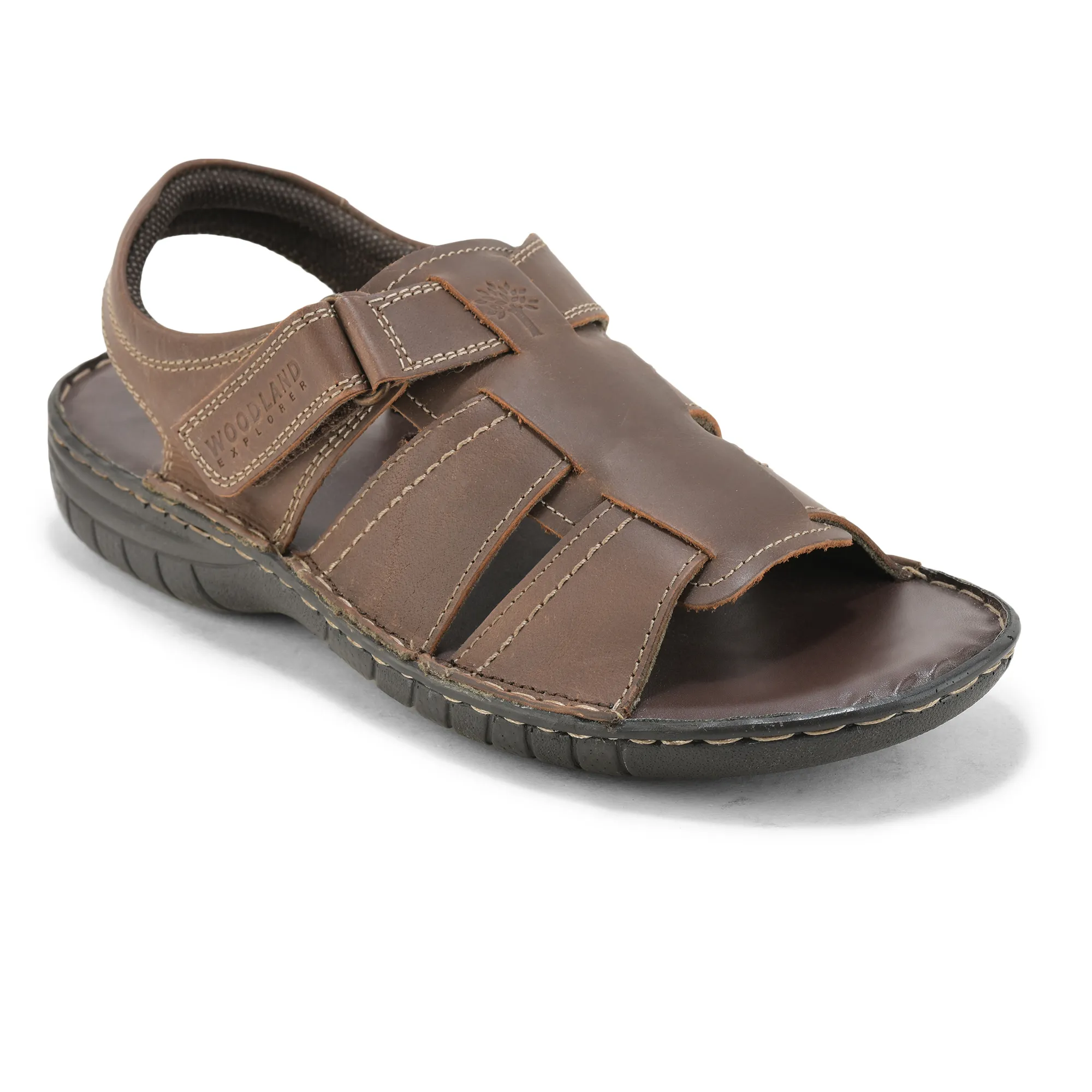 Brown Multi Strap Sandals For Men - Thumbnail 3
