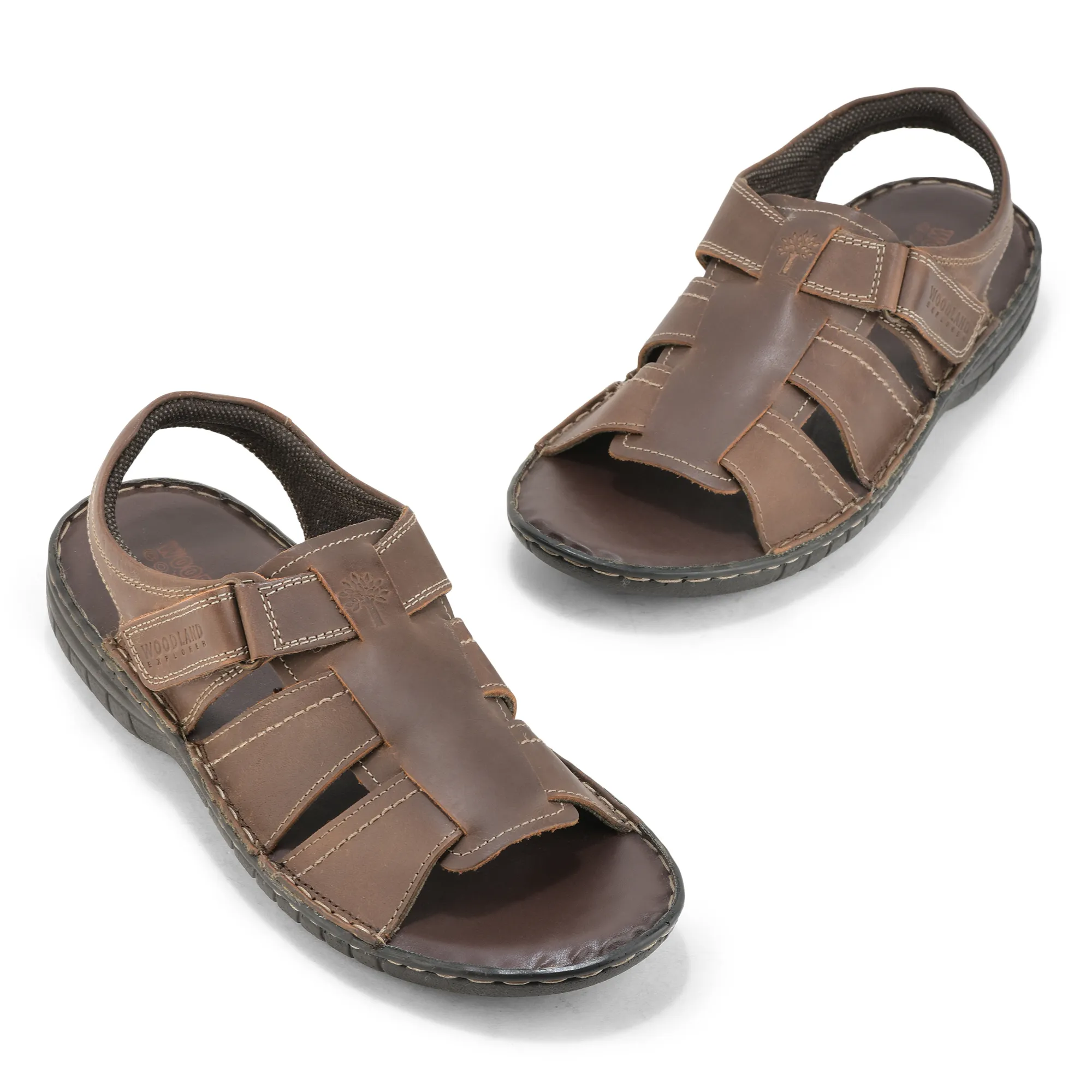 Brown Multi Strap Sandals For Men - Thumbnail 4
