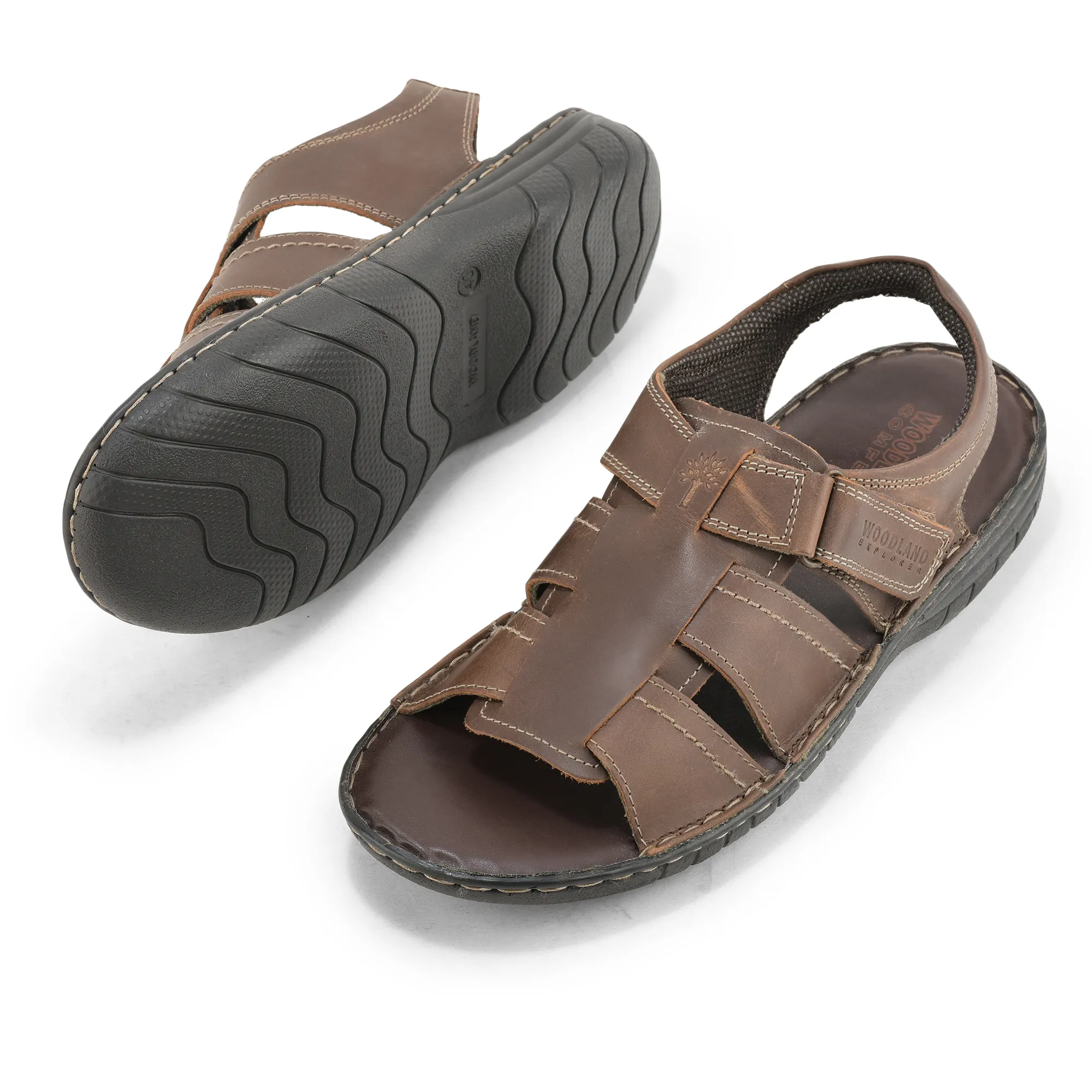 Brown Multi Strap Sandals For Men - Thumbnail 6