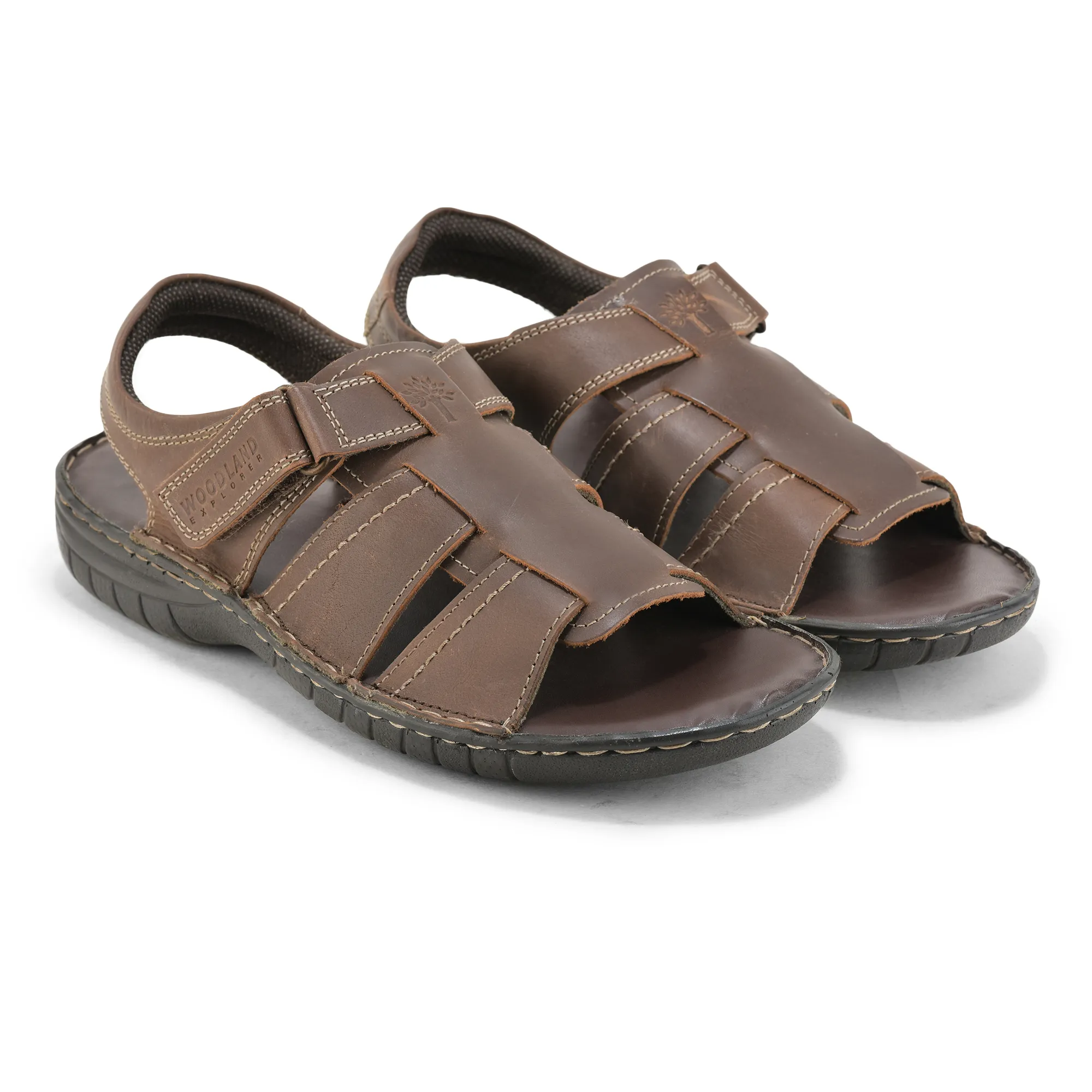 Brown Multi Strap Sandals For Men - Thumbnail 8