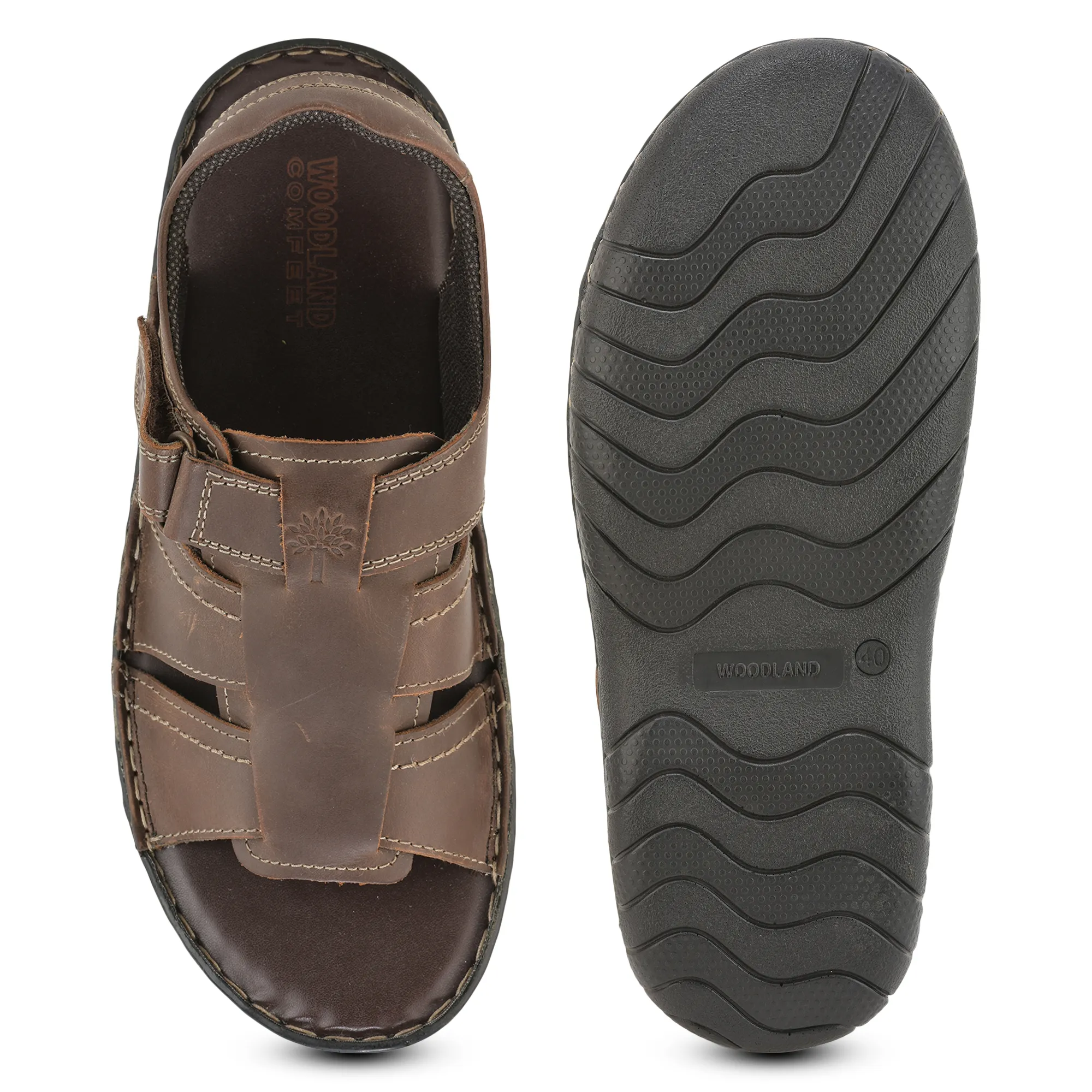Brown Multi Strap Sandals For Men - Thumbnail 9
