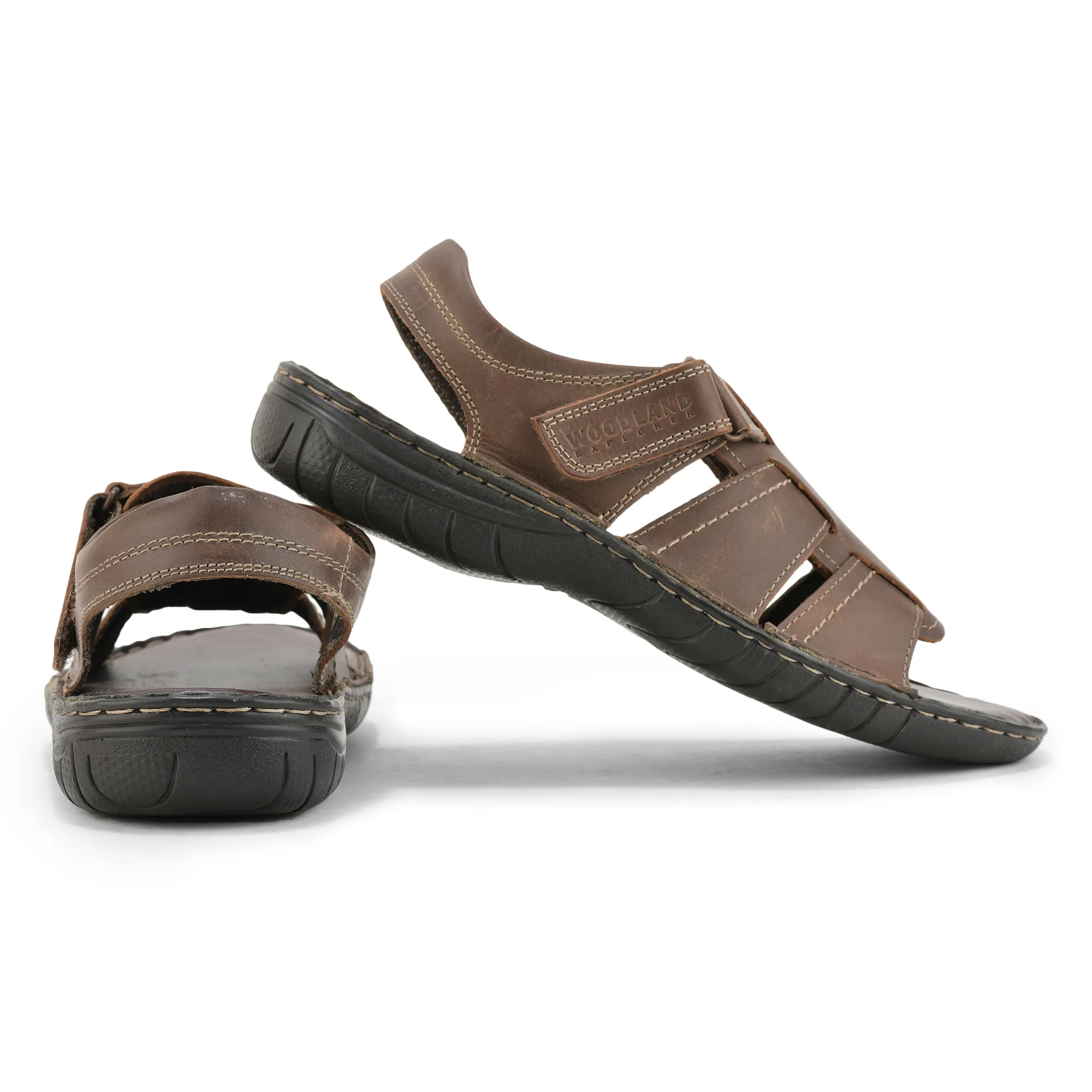 Brown Multi Strap Sandals For Men - Thumbnail 10