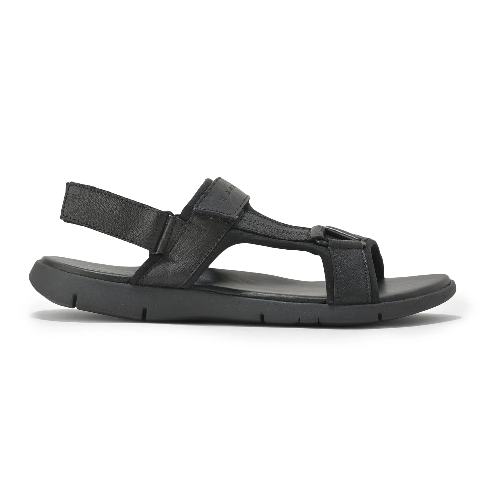 Woodland Men Softy Leather Black Sandals - Thumbnail 2