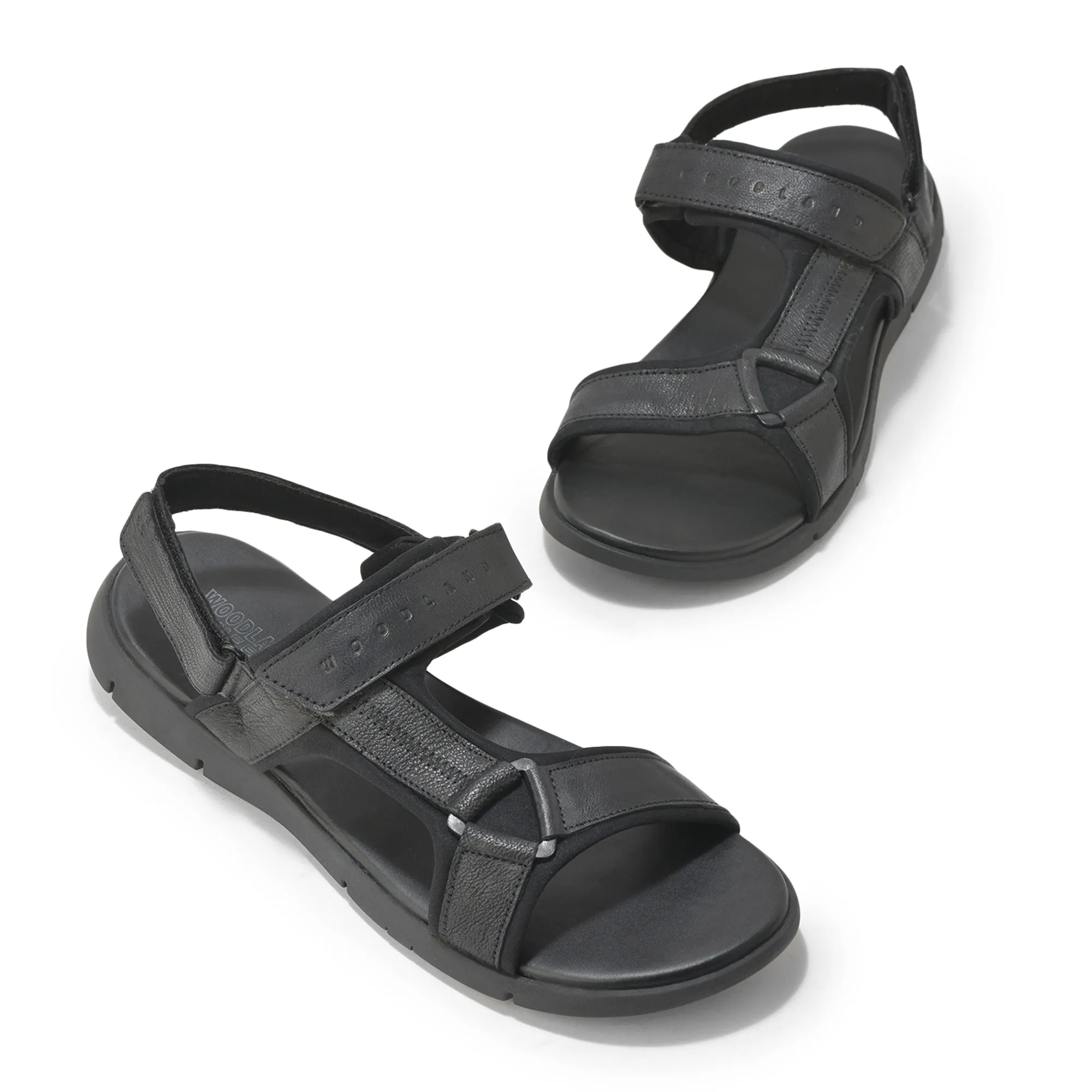 Woodland Men Softy Leather Black Sandals - Thumbnail 4
