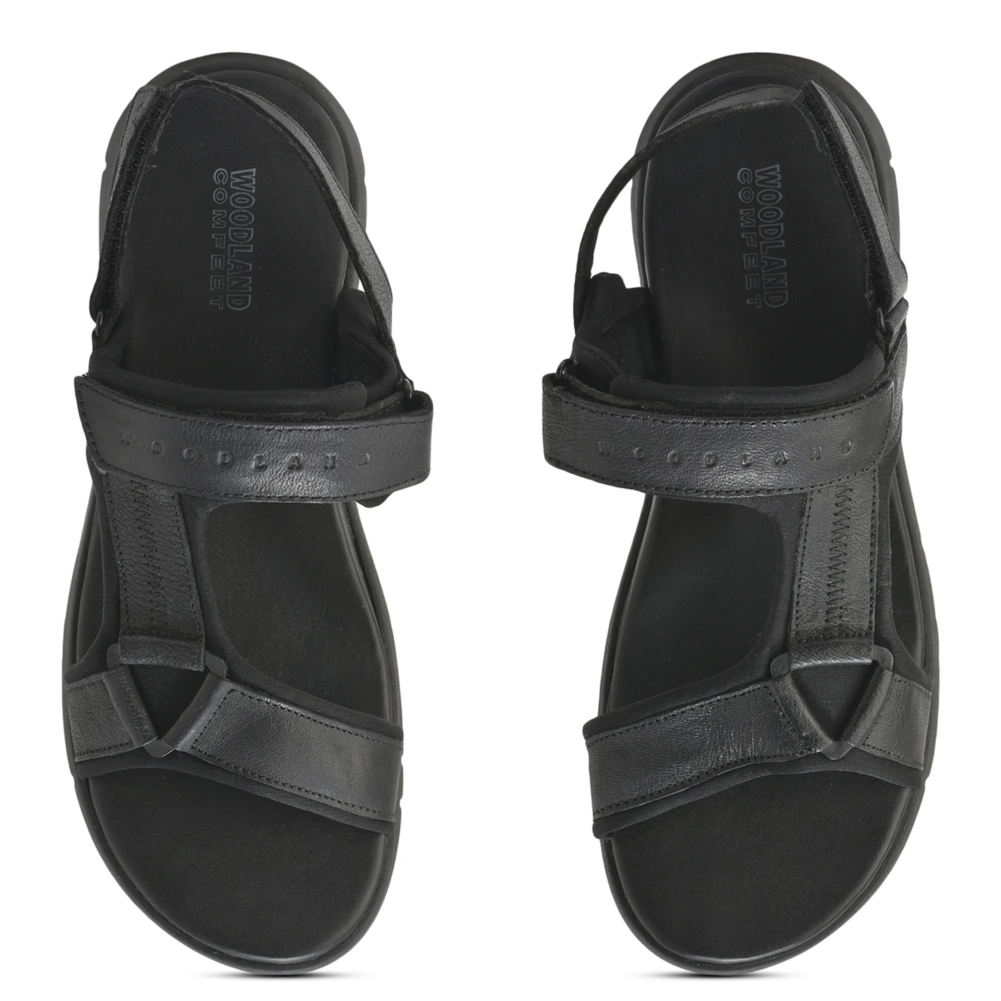 Woodland Men Softy Leather Black Sandals - Thumbnail 5