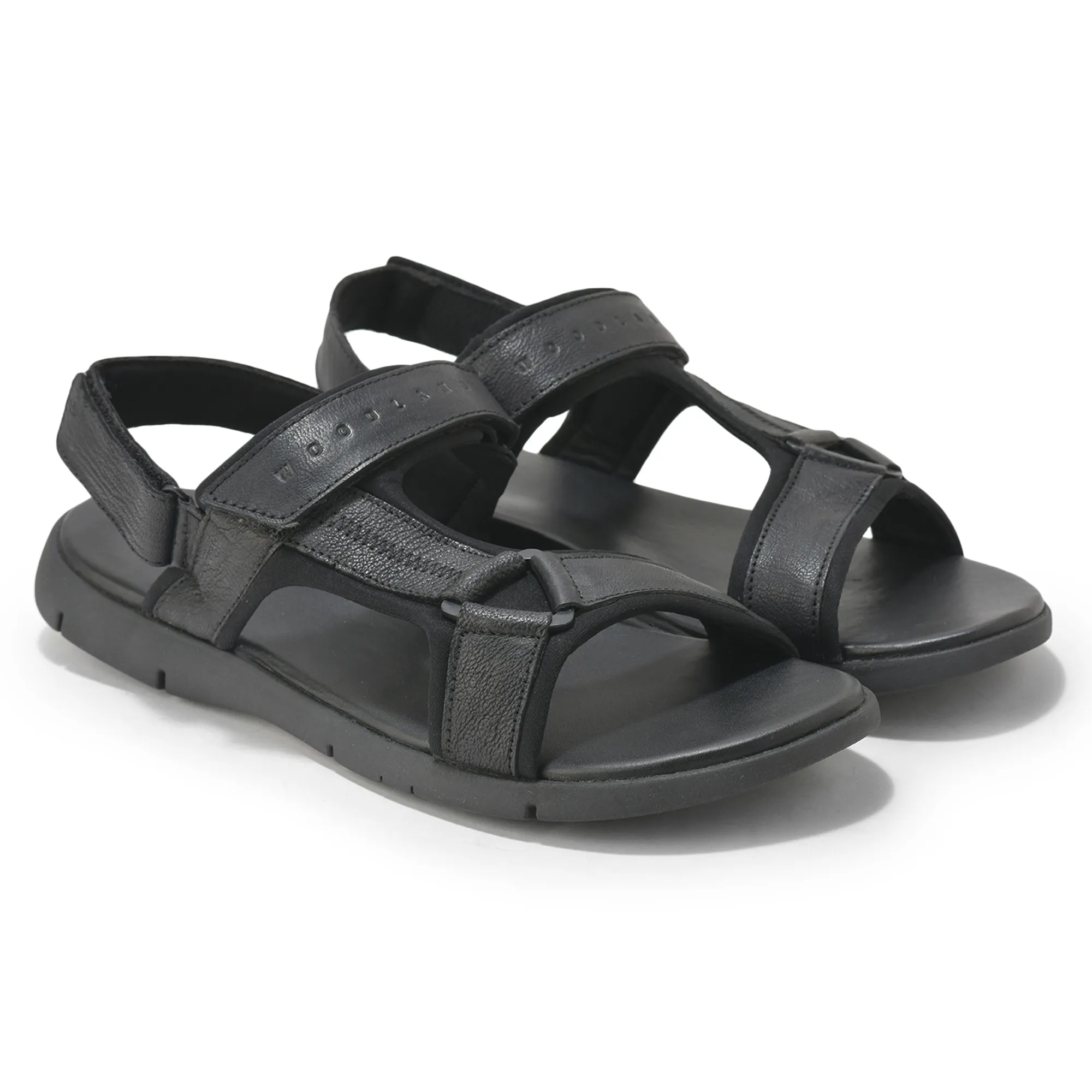 Woodland Men Softy Leather Black Sandals - Thumbnail 8