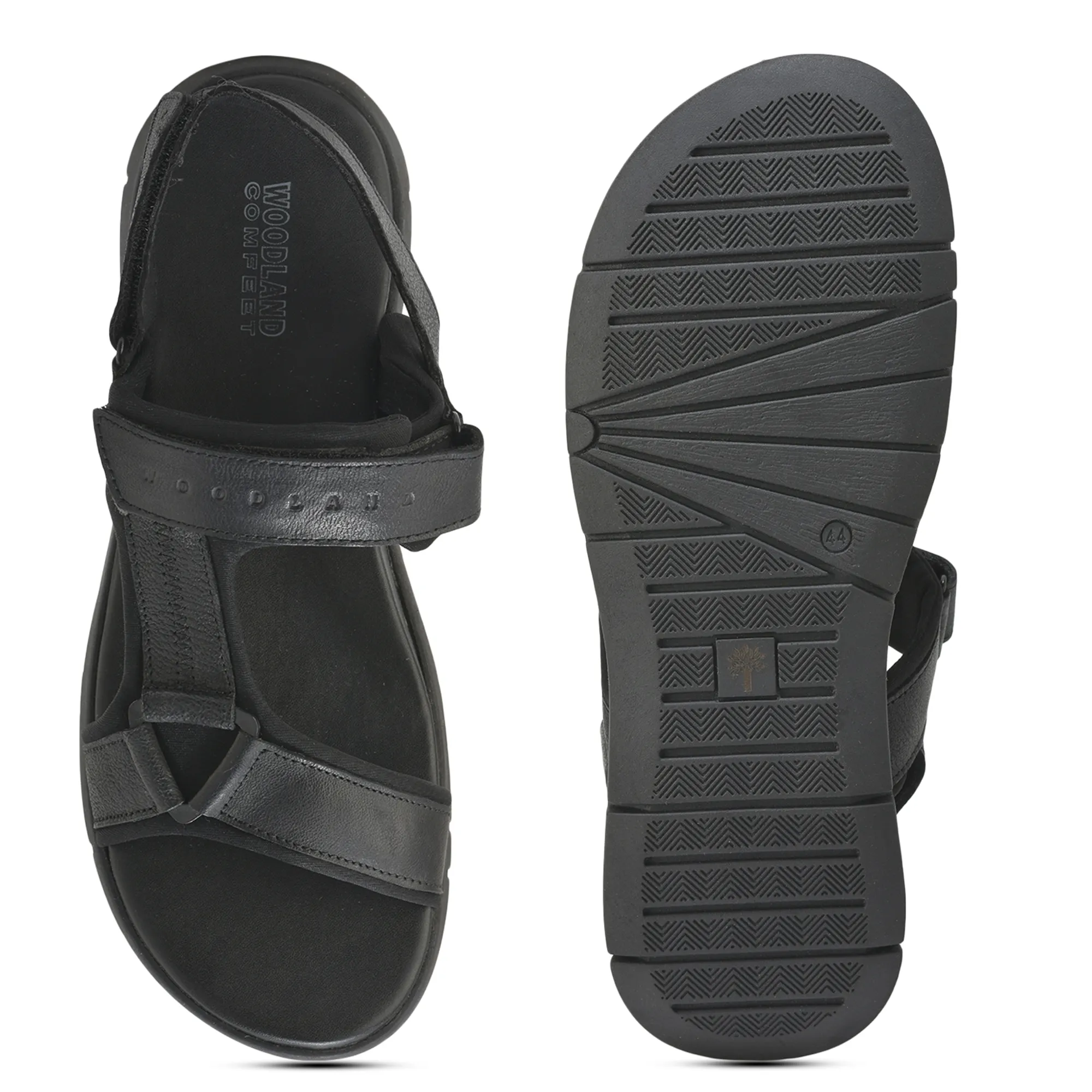 Woodland Men Softy Leather Black Sandals - Thumbnail 9