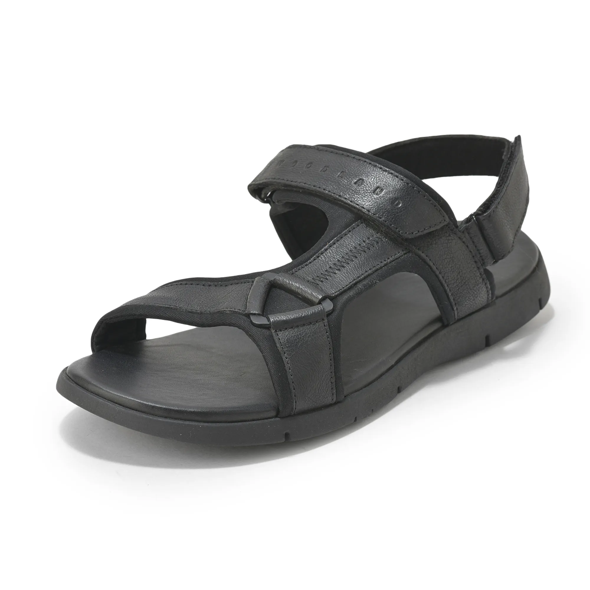 Woodland Men Softy Leather Black Sandals - Thumbnail 11