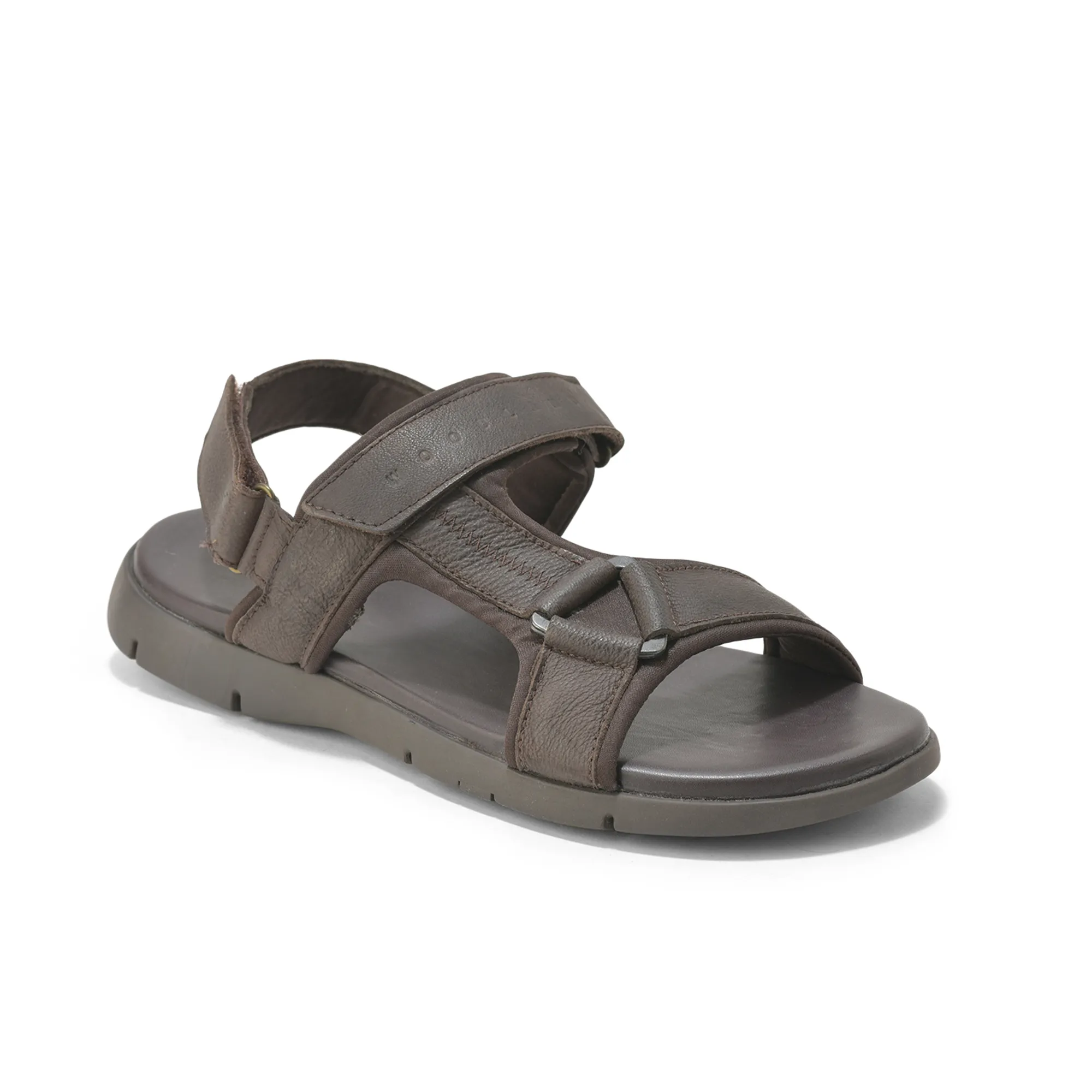 Woodland Men Softy Leather Brown Sandals - Thumbnail 3